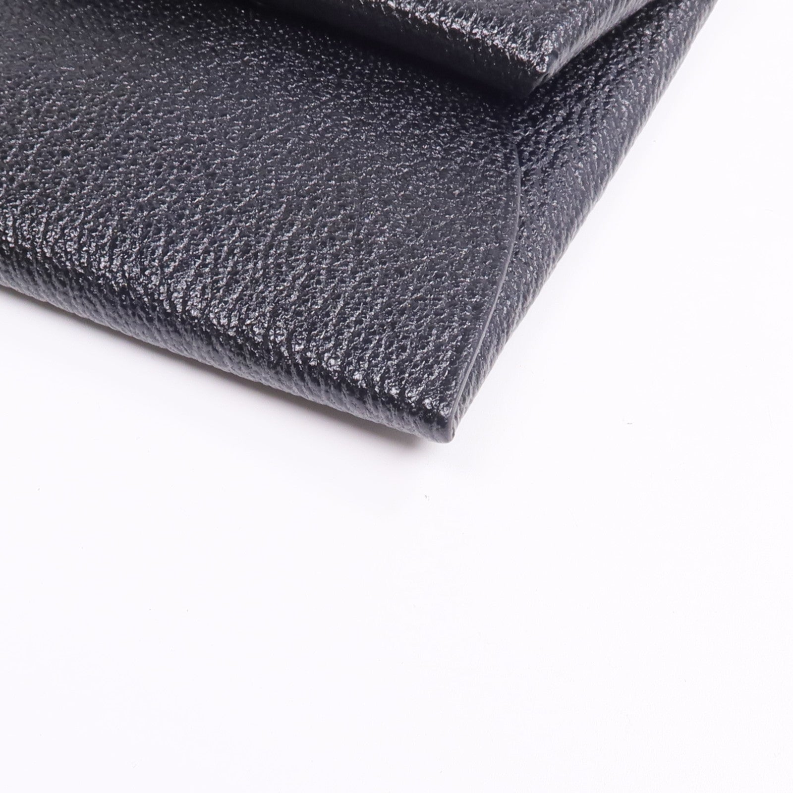 HERMES Chevre皮革Bastia零錢包Noir