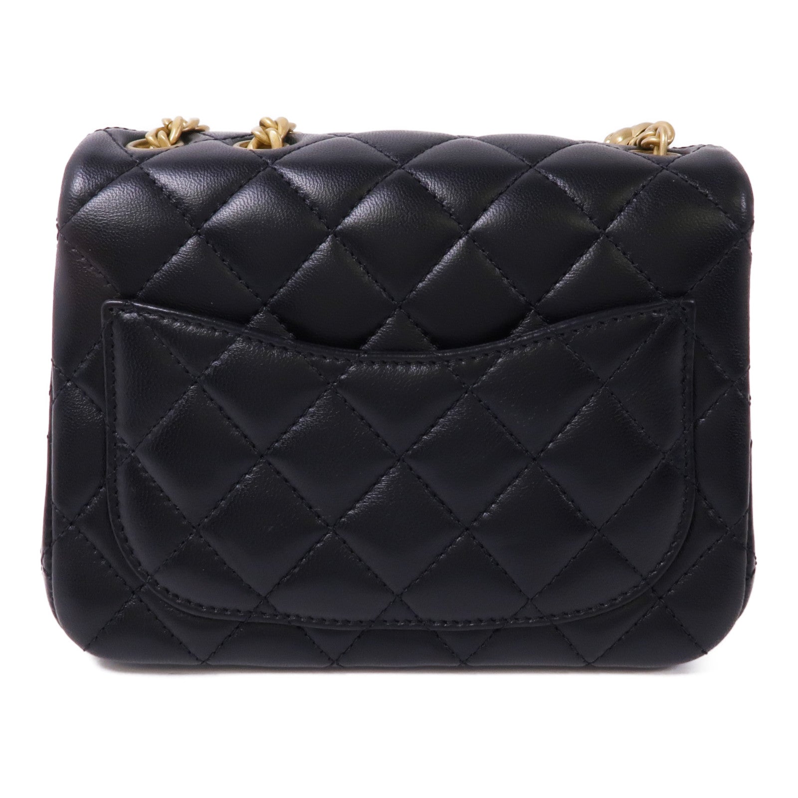 CHANEL 羊皮皮革Mini Classic 17金扣鏈帶肩背袋