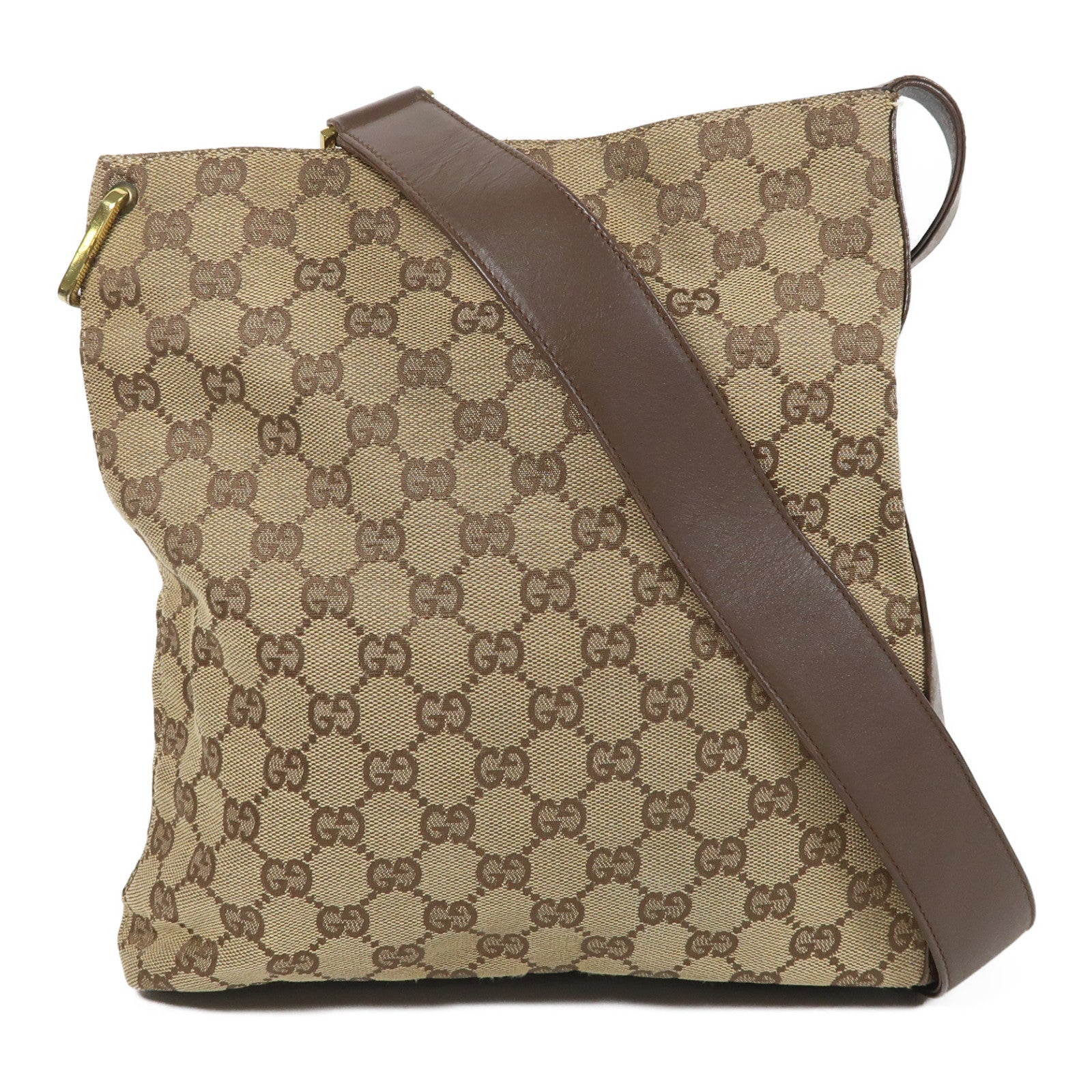 GUCCI 帆布Shoulder Bag金扣肩背袋啡色