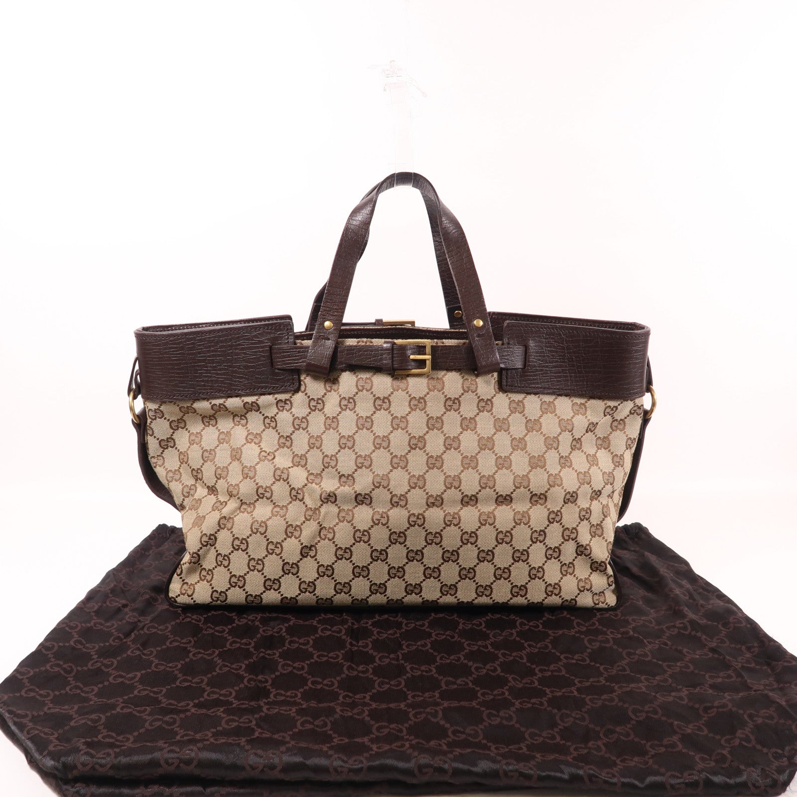 GUCCI 【激減優惠】帆布/皮革Hand Bag金扣手挽袋