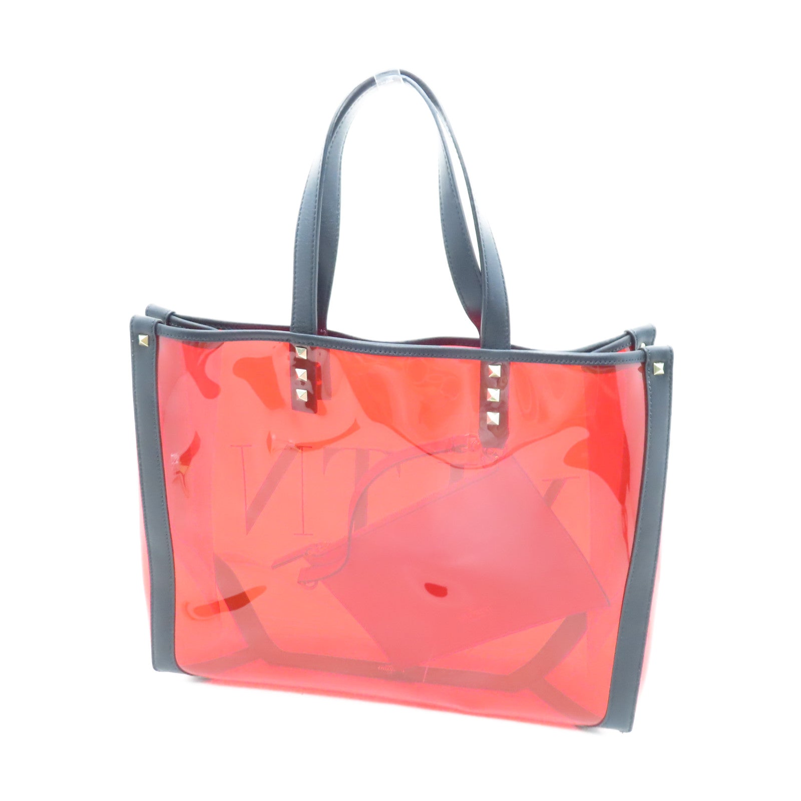Valentino 【激減優惠】PVC Tote Bag銀扣手挽袋紅色
