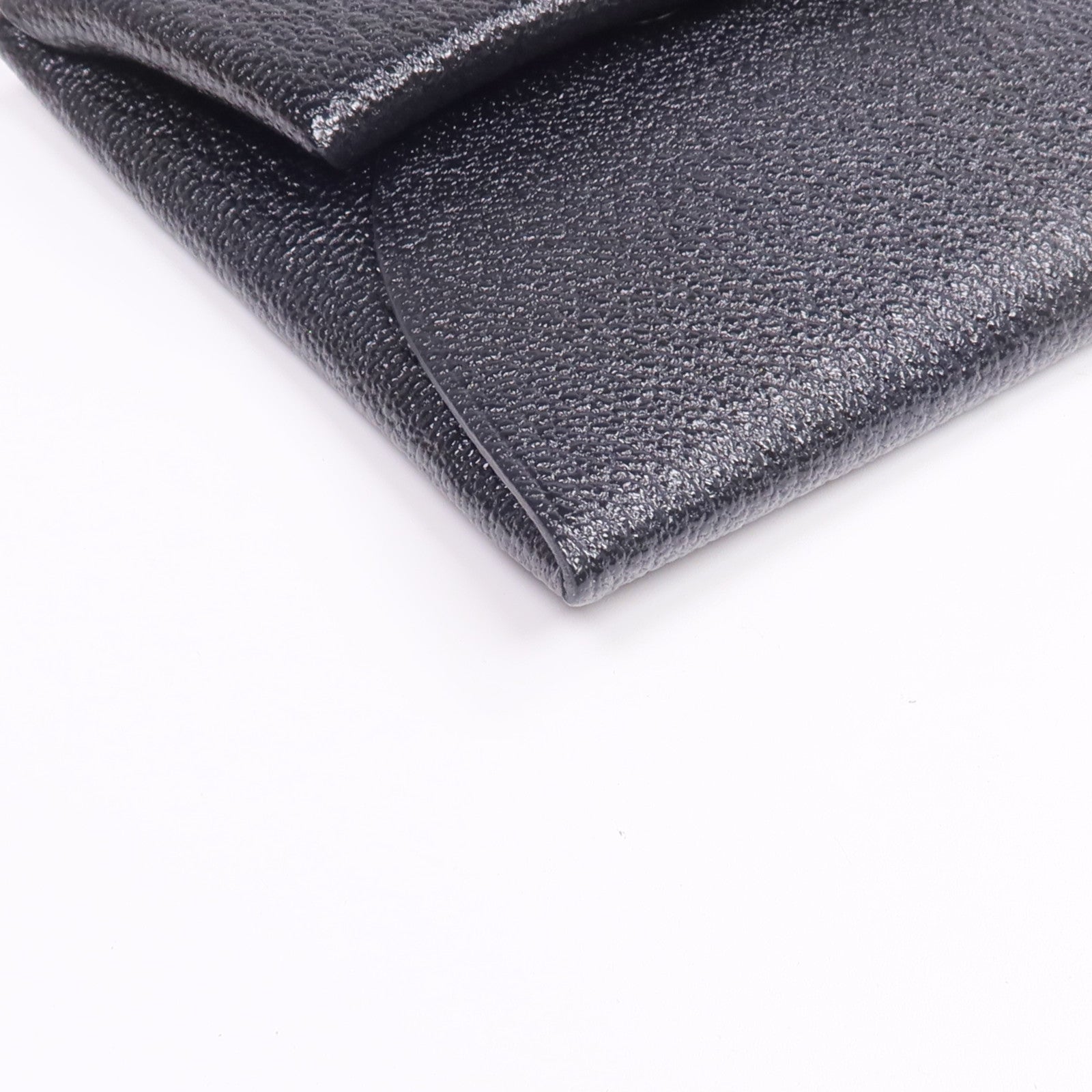HERMES Chevre皮革Bastia零錢包Noir