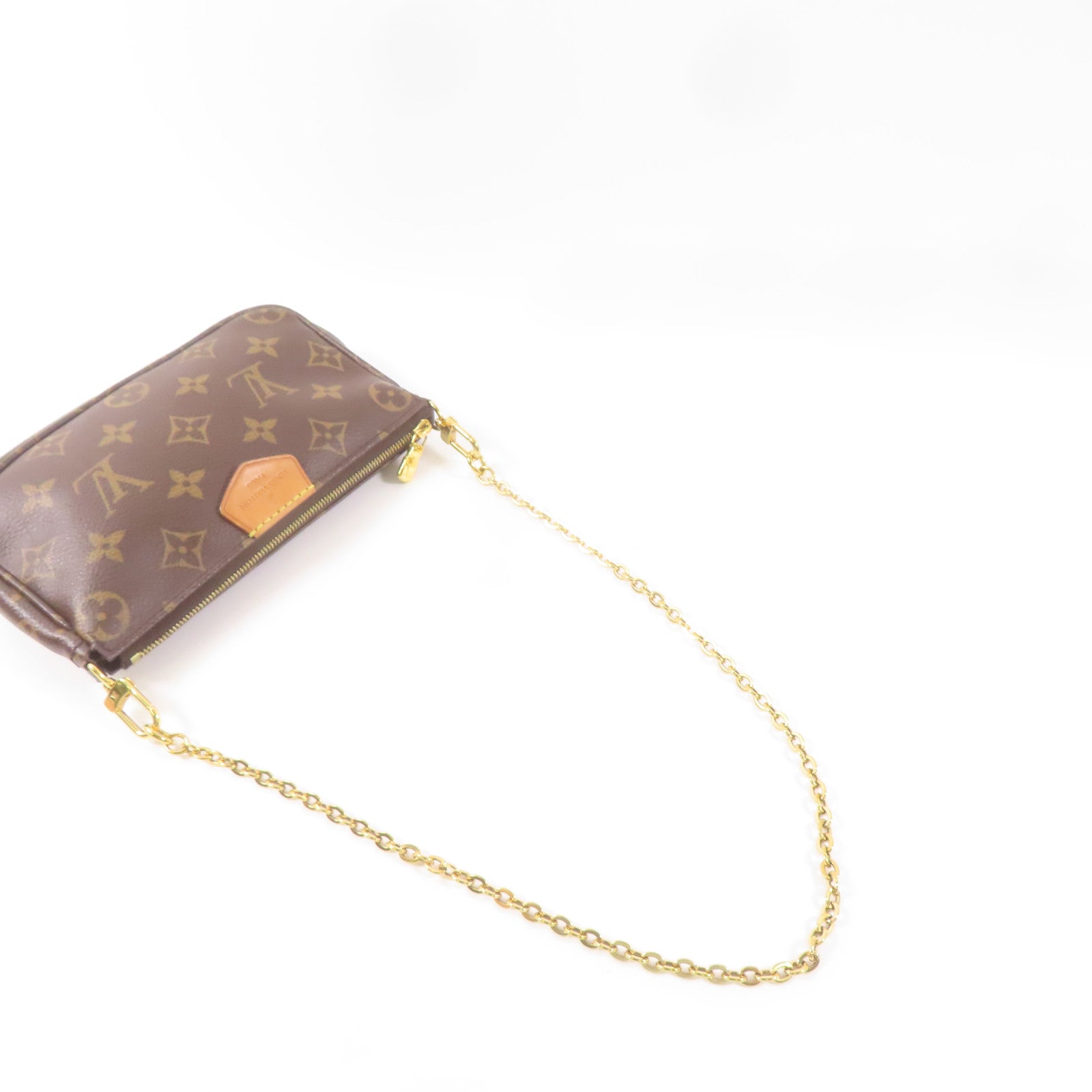 LOUIS VUITTON Monogram Multi Pochette Accessoires金扣肩背袋棕色