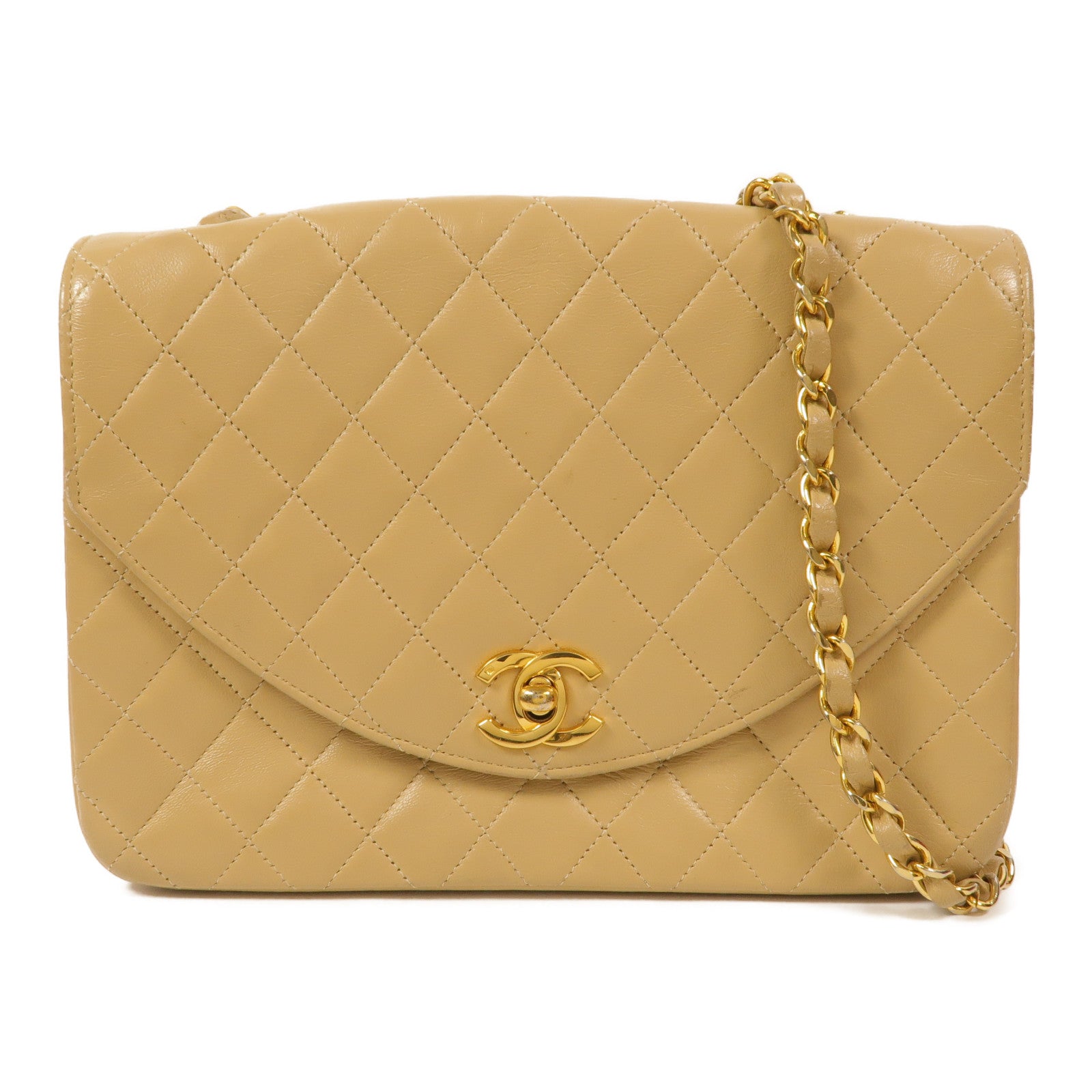 CHANEL 羊皮皮革Vintage Half Moon Flap Bag鏈帶肩背袋