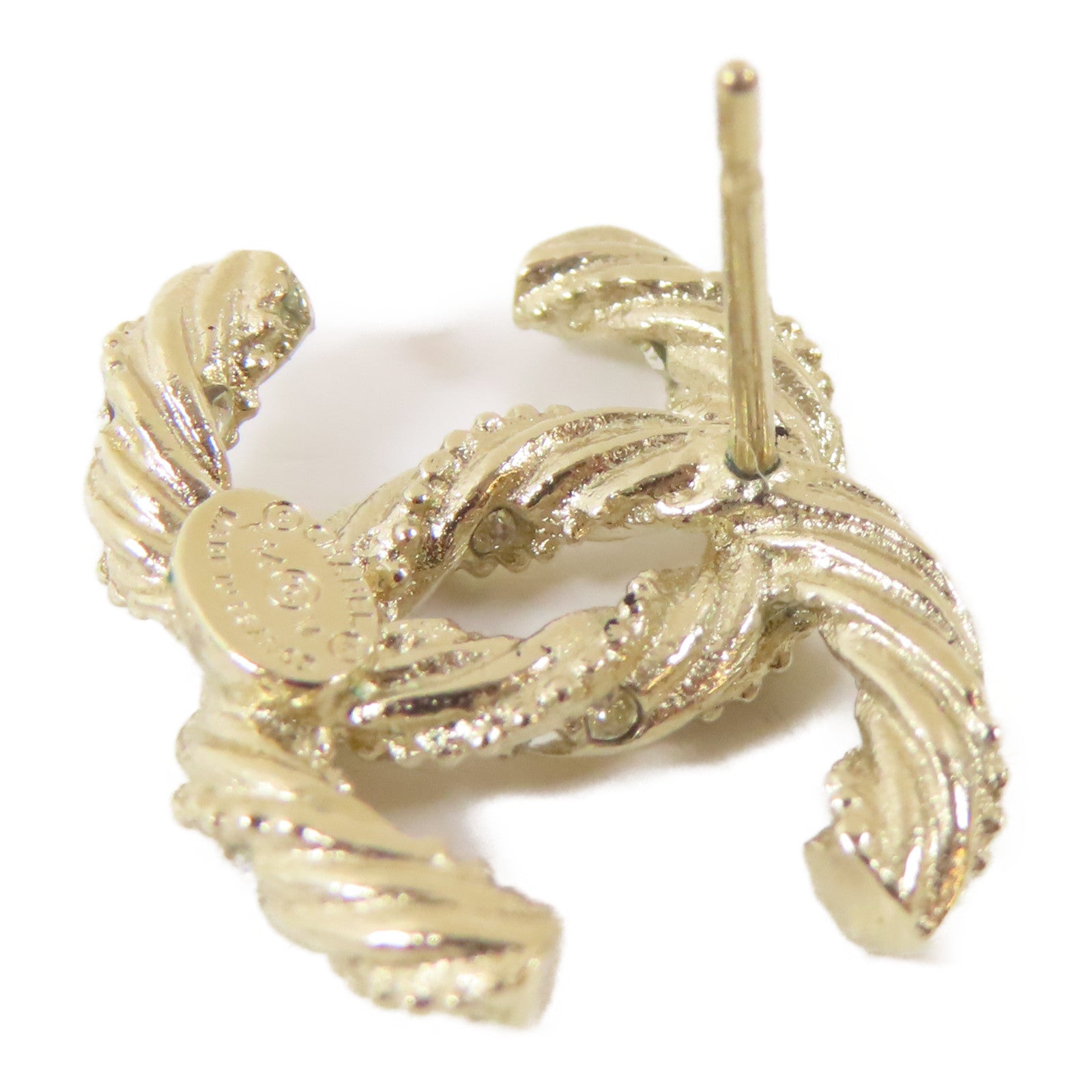 CHANEL 金屬/水晶Pierced Earrings耳環金色