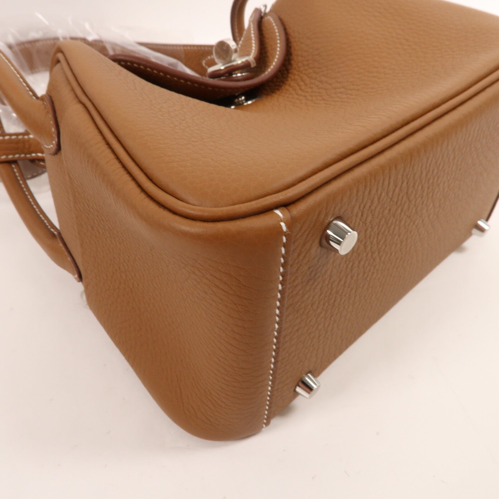 HERMES Clemence皮革Mini Lindy手挽肩背兩用袋Gold