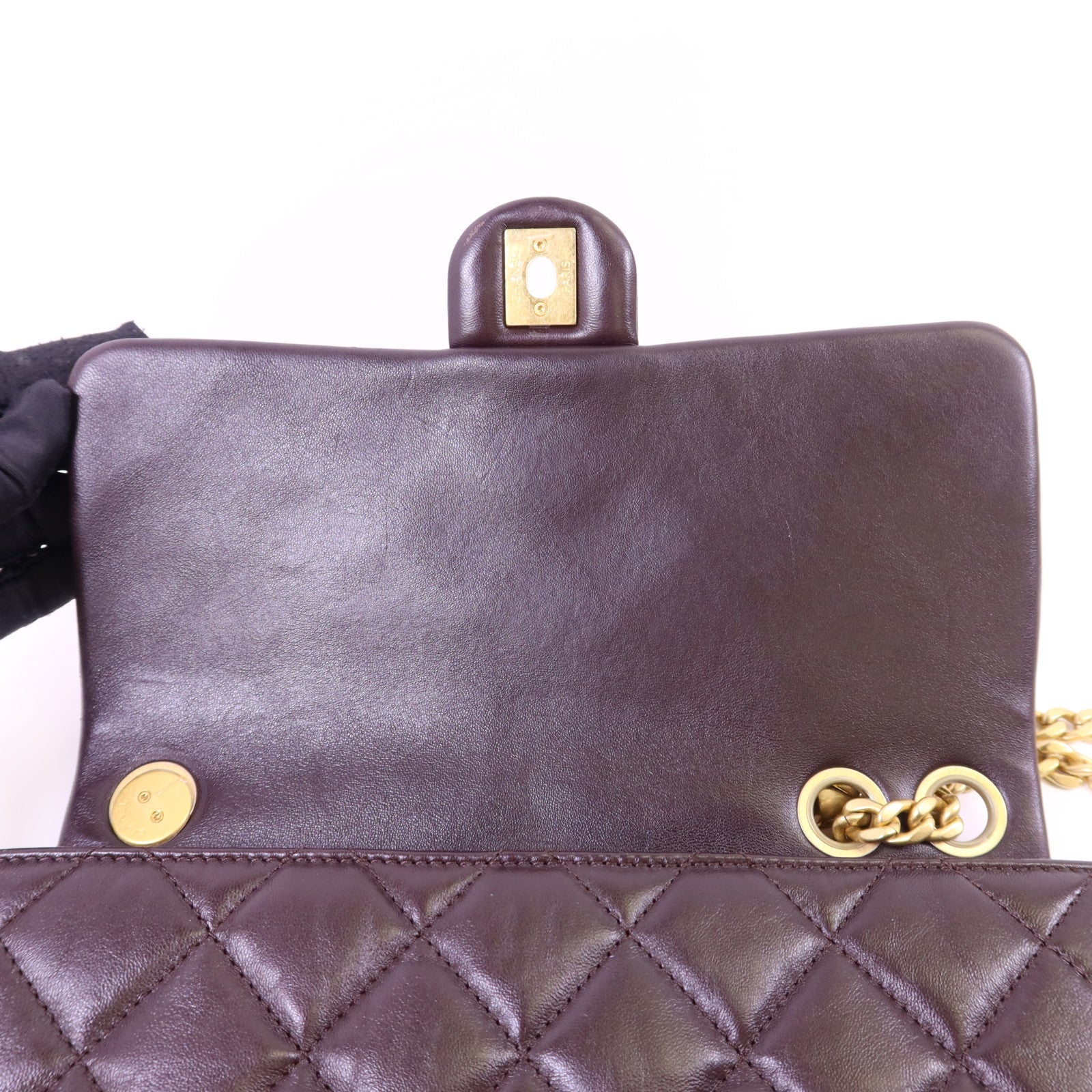 CHANEL 牛皮皮革Chain Shoulder Bag金扣鏈帶肩背袋