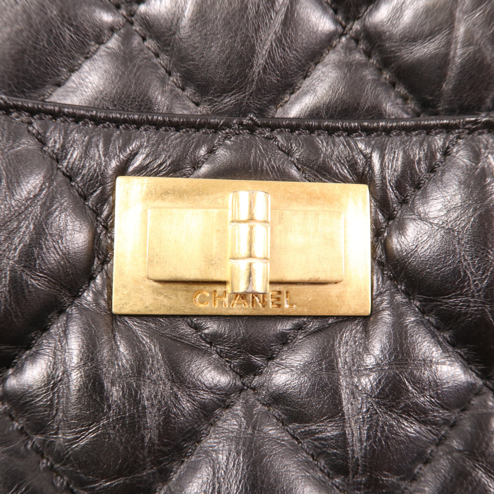 CHANEL 牛皮皮革2.55 Shoulder Bag金扣鏈帶肩背袋黑色