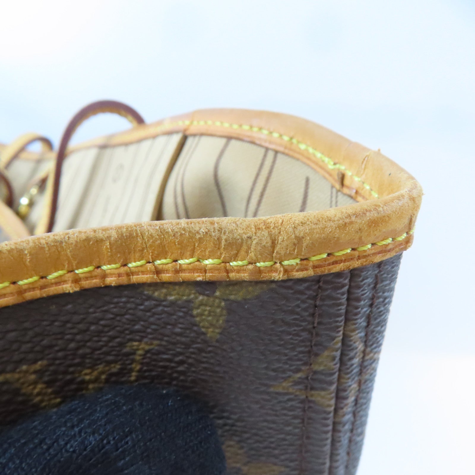 LOUIS VUITTON Monogram Neverfull MM金扣手挽袋啡色