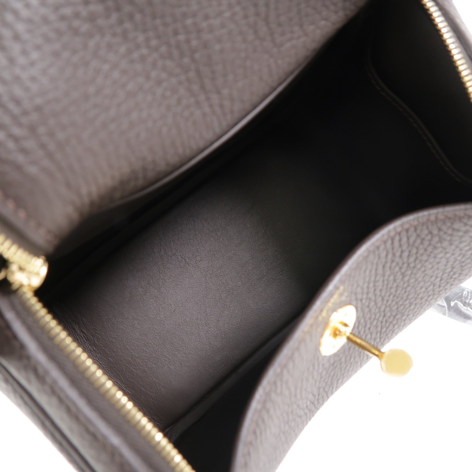 HERMES Clemence皮革Mini Lindy金扣手挽肩背兩用袋Bai Brun