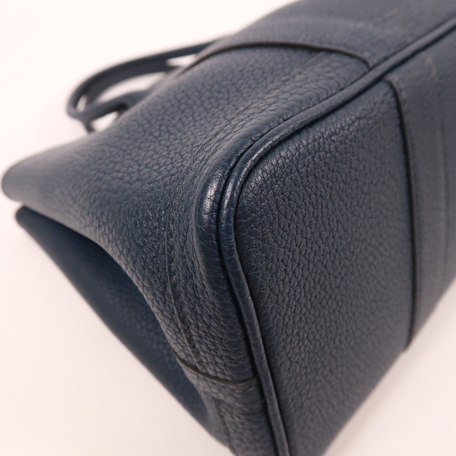 HERMES Negonda皮革Garden Party TPM銀扣手挽袋Bleu De Prusse