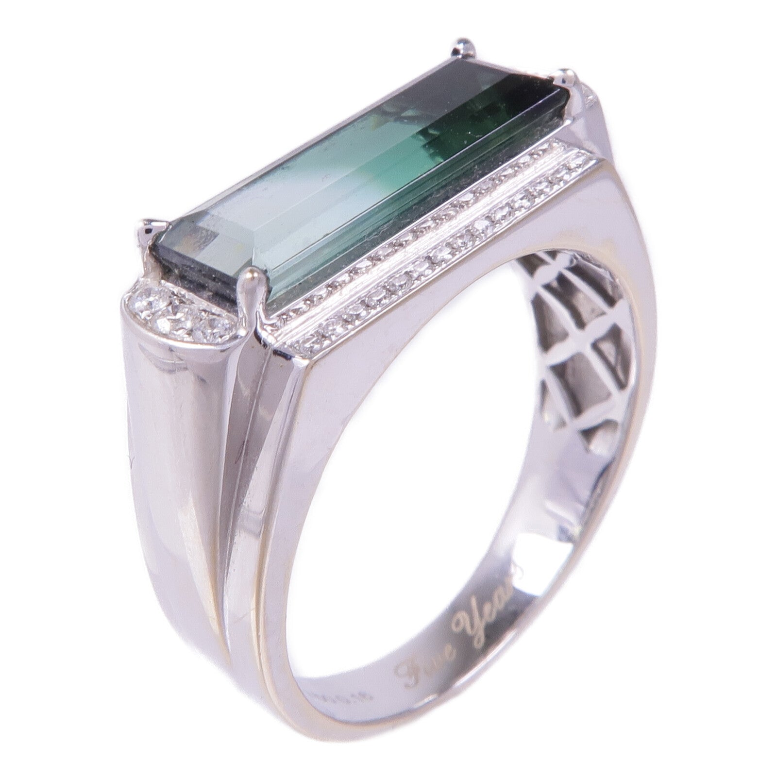 JEWELRY 18K白金Tourmaline Diamond Ring電氣石/鑽石戒指US#8.5