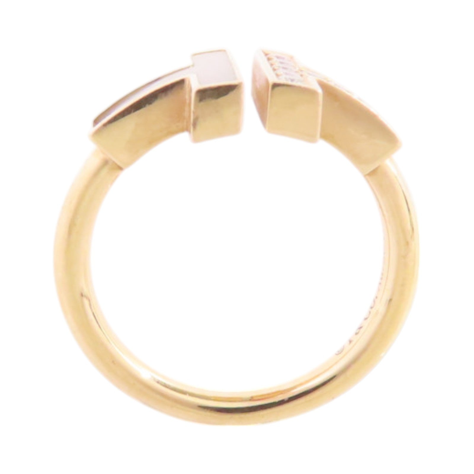 TIFFANY¡®CO T Wire Diamond Mother of Pearl Ring #3.75 18K Rose Gold
