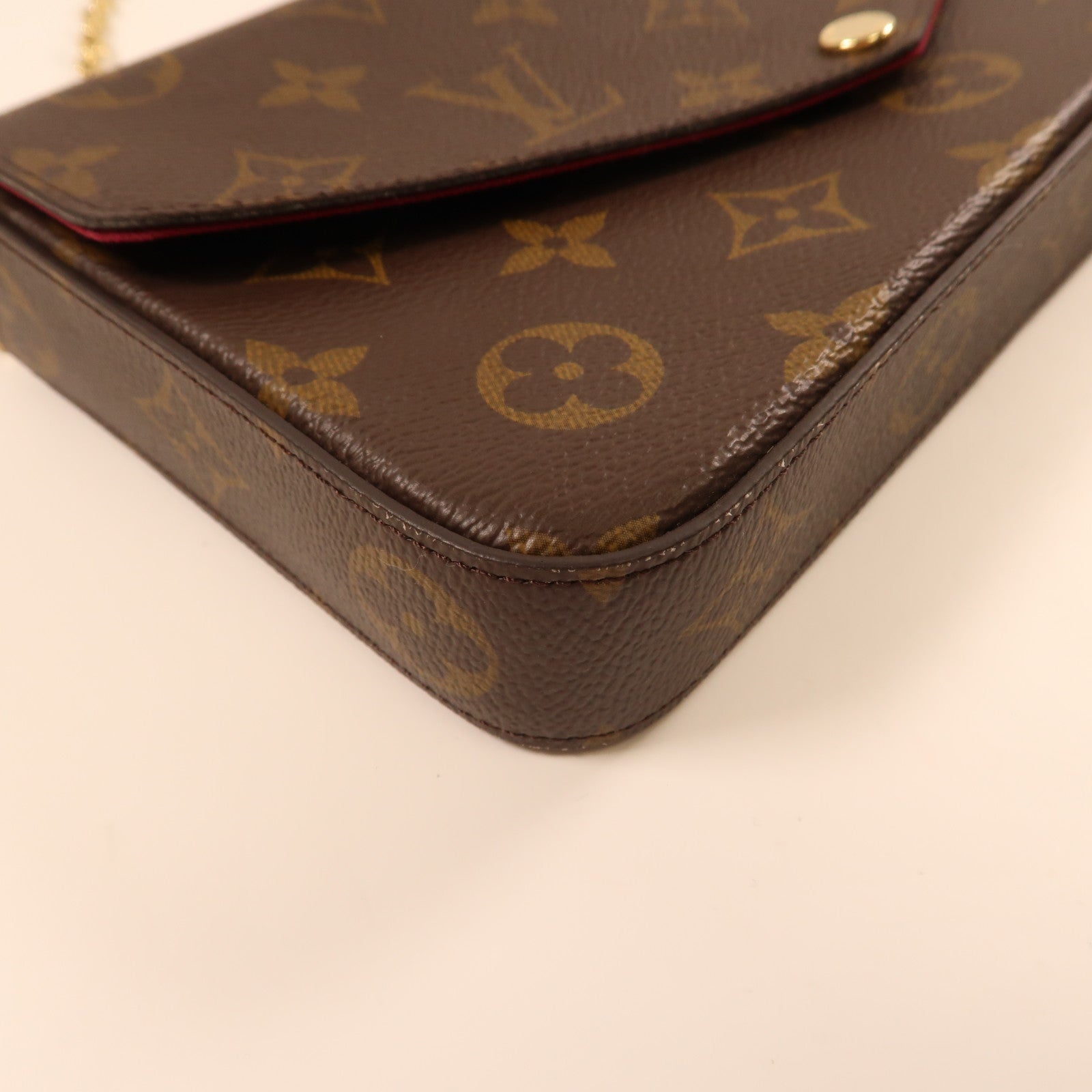 LOUIS VUITTON Monogram Pochette Felicie金扣鏈帶肩背袋啡色