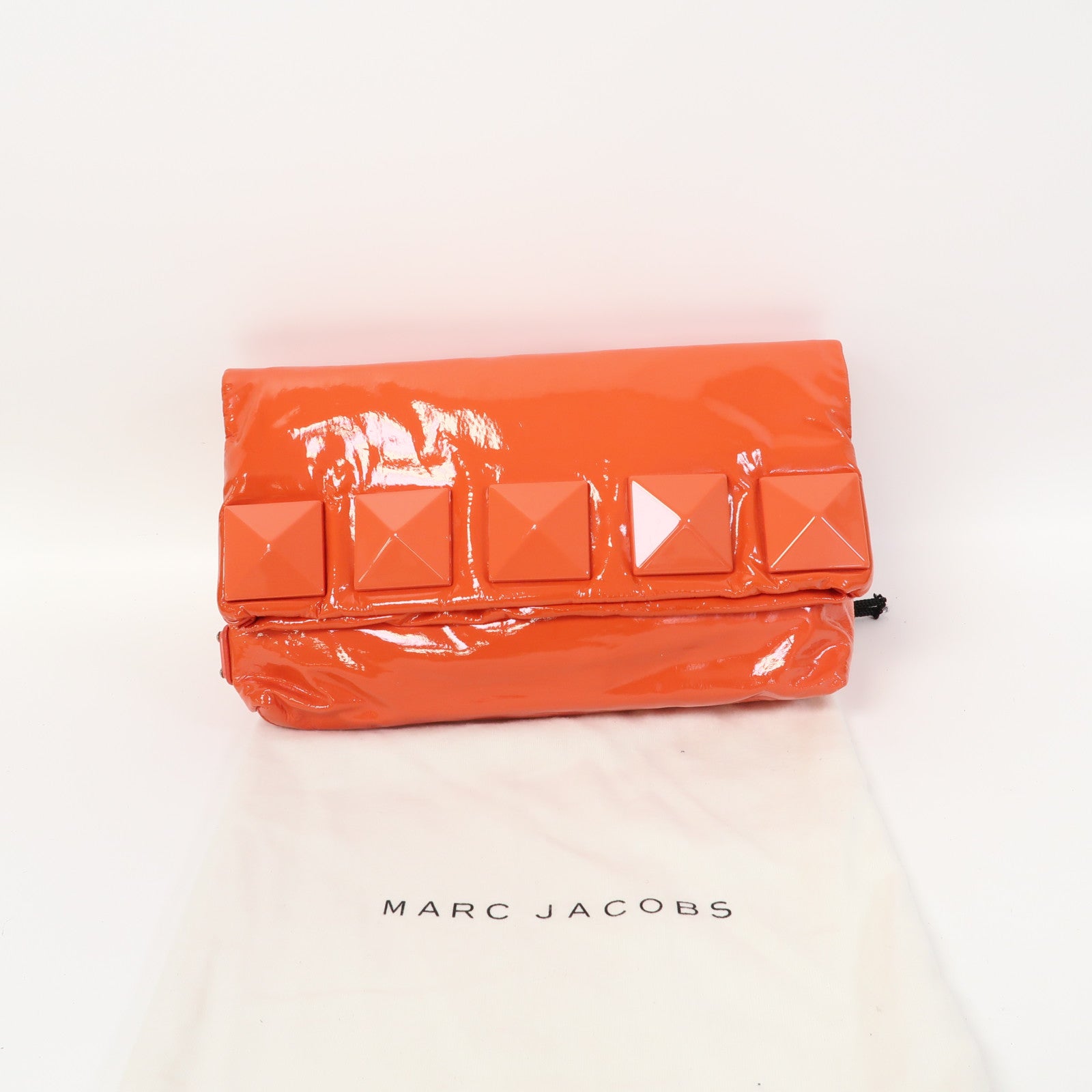 MARC JACOBS 漆皮皮革Clutch銀扣手拿包橙色