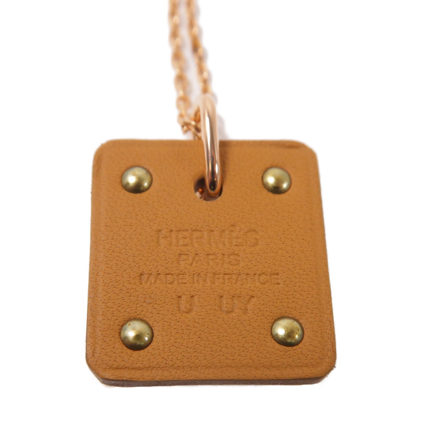 HERMES 金屬Pendant As De Coeur項鏈白色/啡色