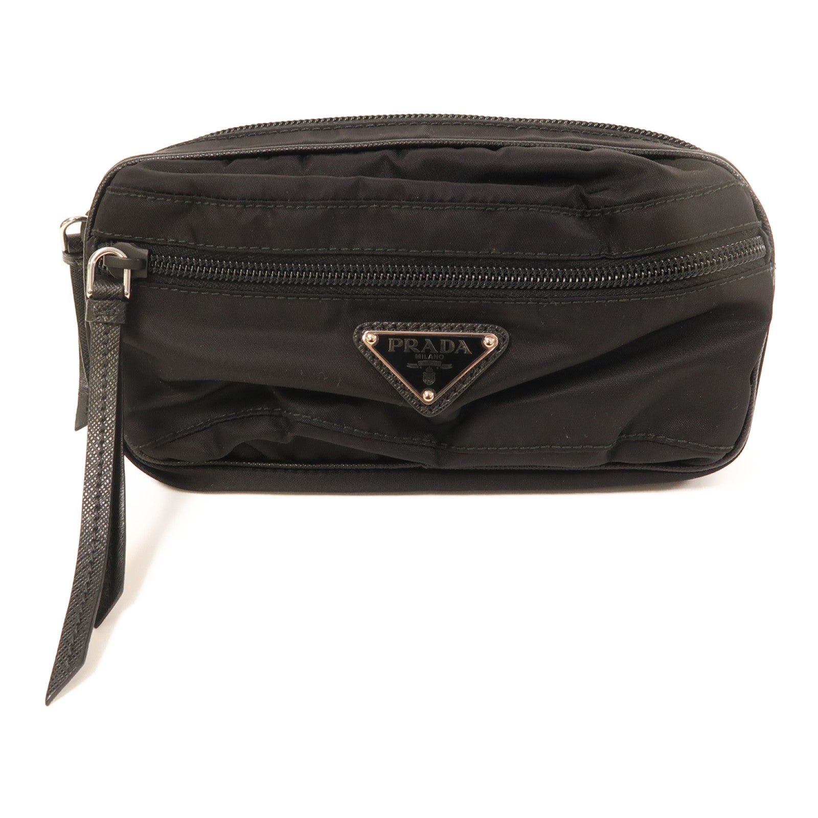 PRADA 尼龍Waist Bag銀扣腰包黑色