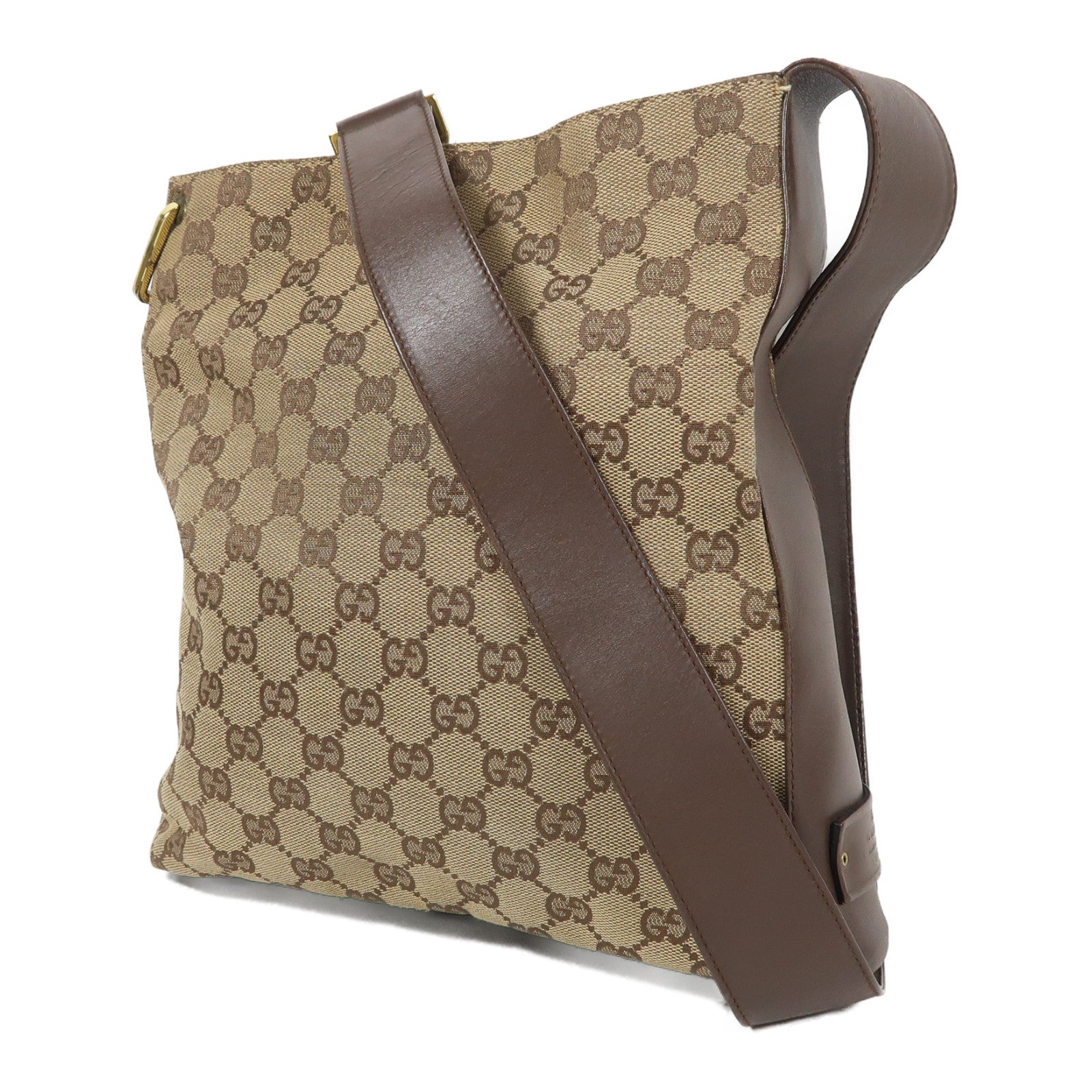 GUCCI 帆布Shoulder Bag金扣肩背袋啡色