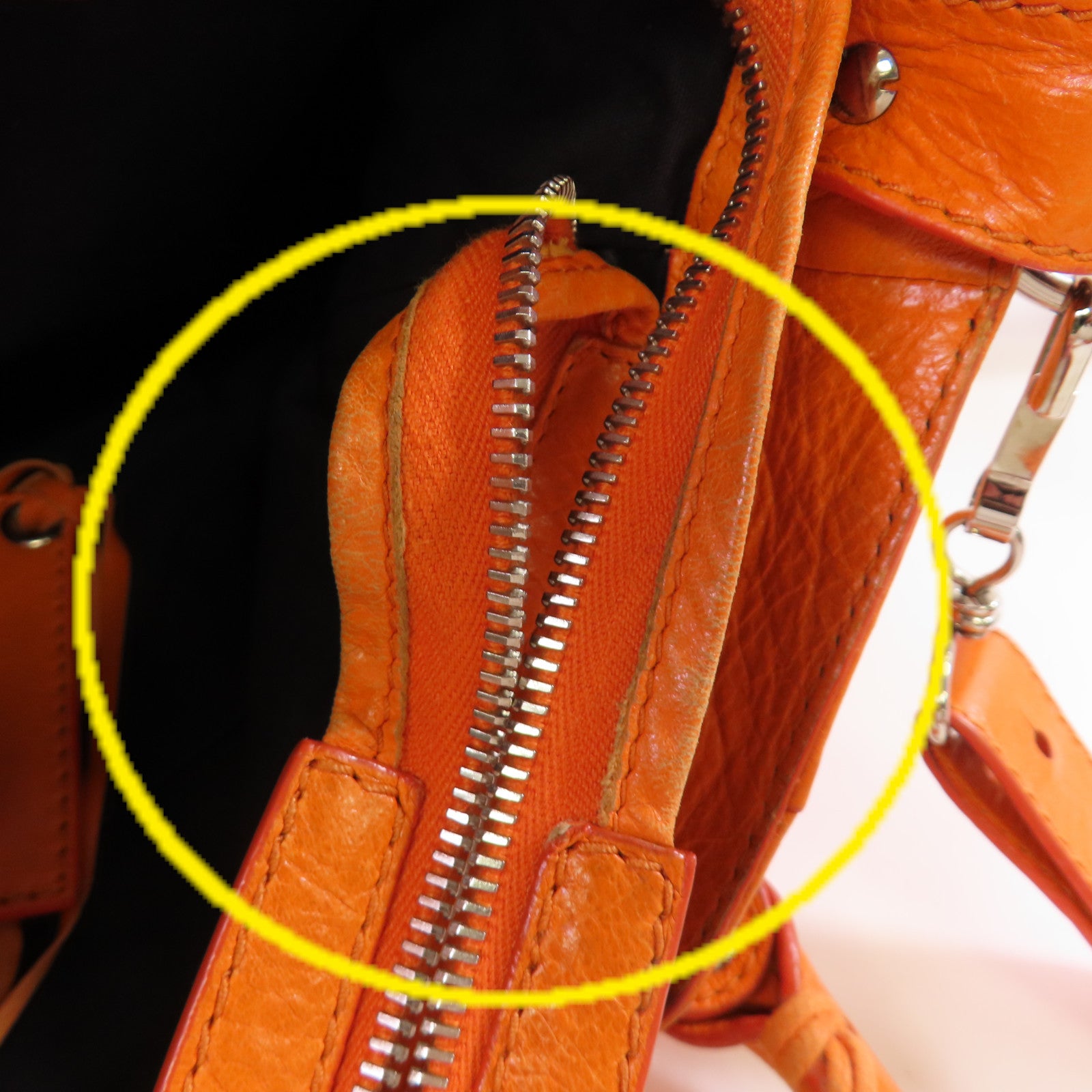 BALENCIAGA 羊皮皮革Velo Giant 2Way Shoulder Bag銀扣手挽肩背兩用袋橙色