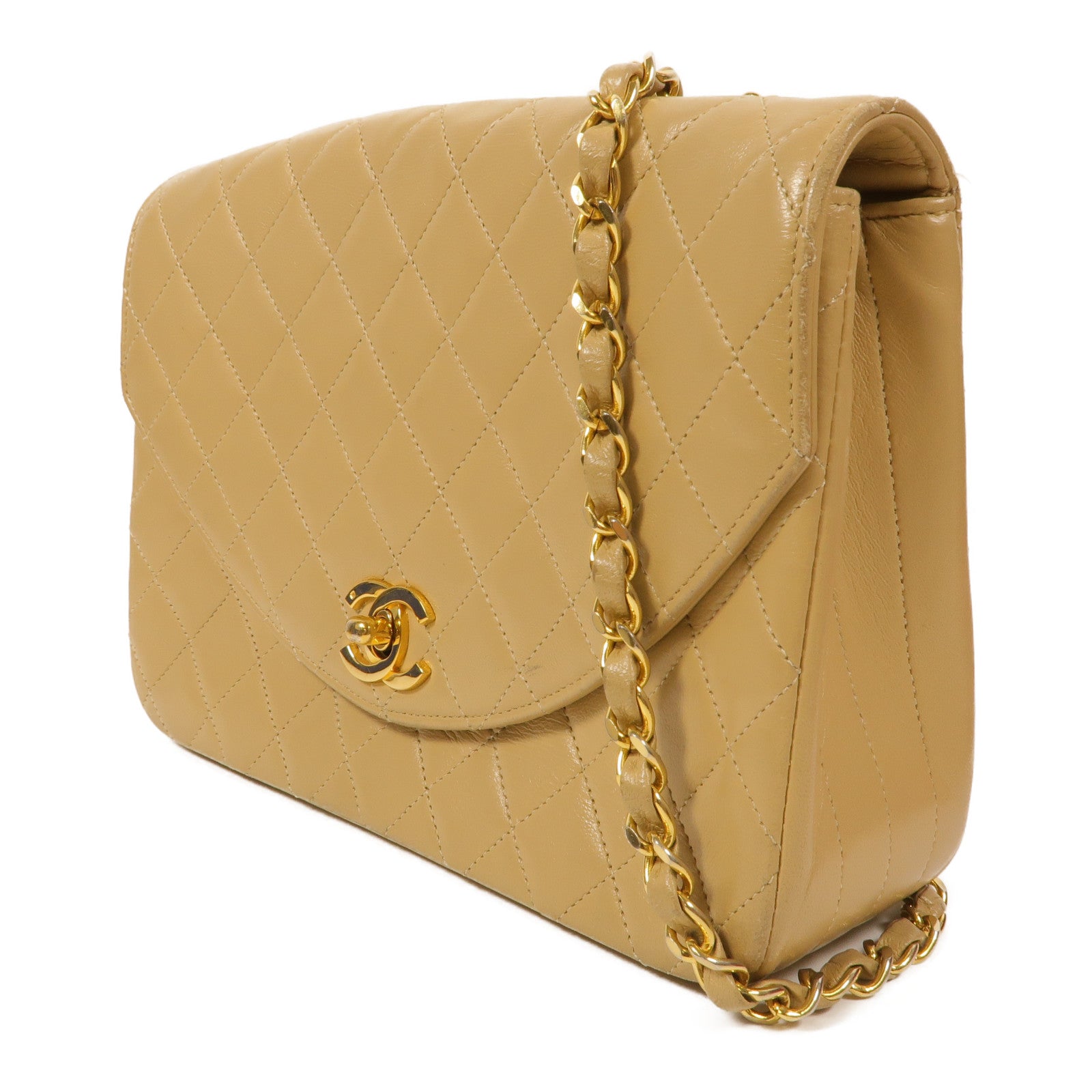 CHANEL 羊皮皮革Vintage Half Moon Flap Bag鏈帶肩背袋