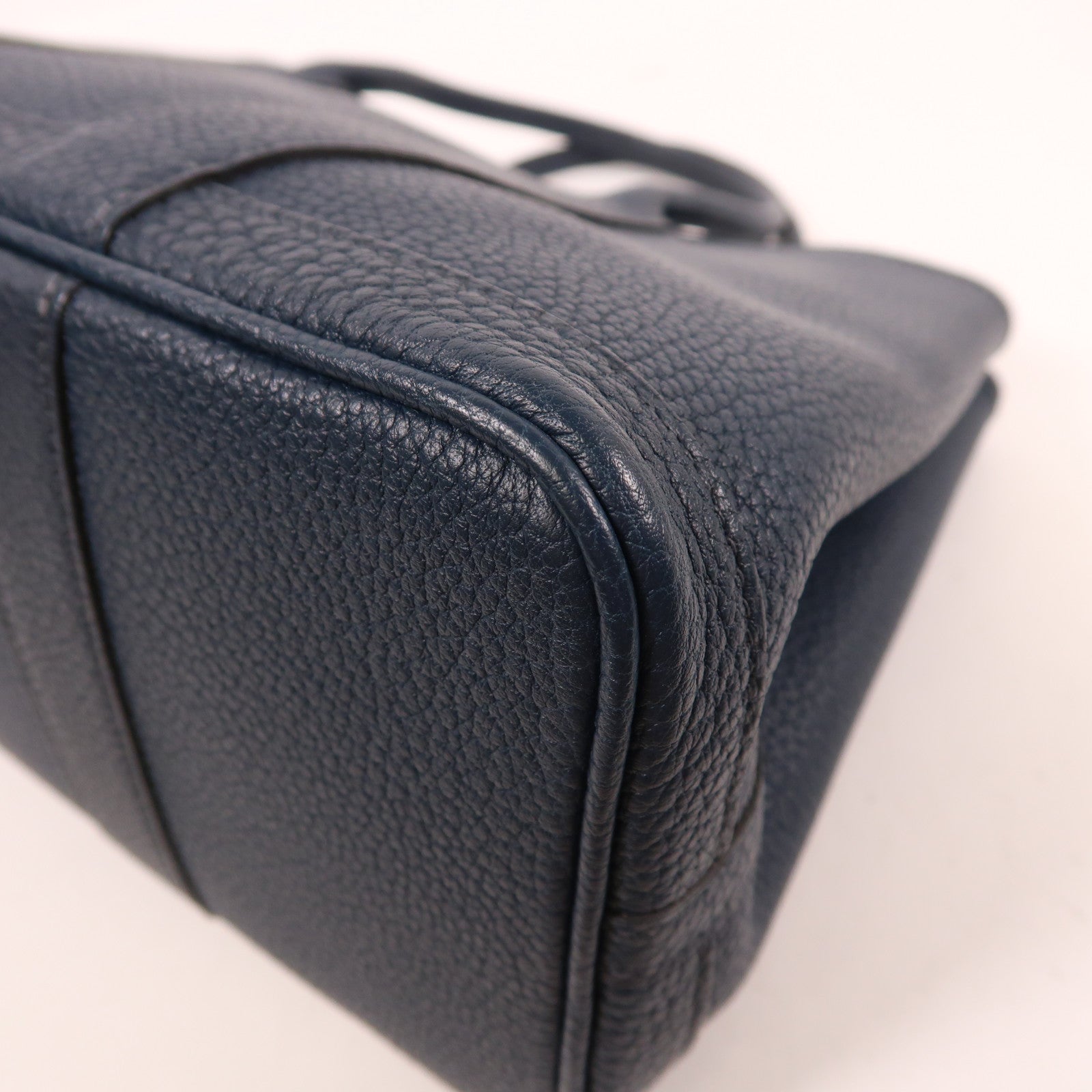 HERMES Negonda皮革Garden Party TPM銀扣手挽袋Bleu De Prusse