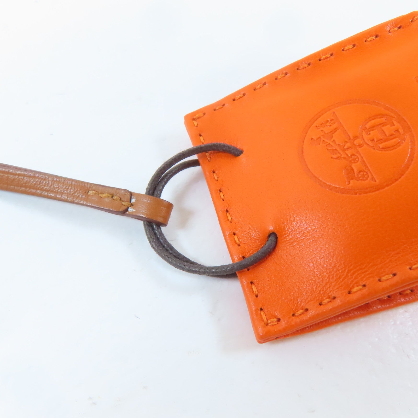 HERMES Swift皮革Charm掛飾橙色