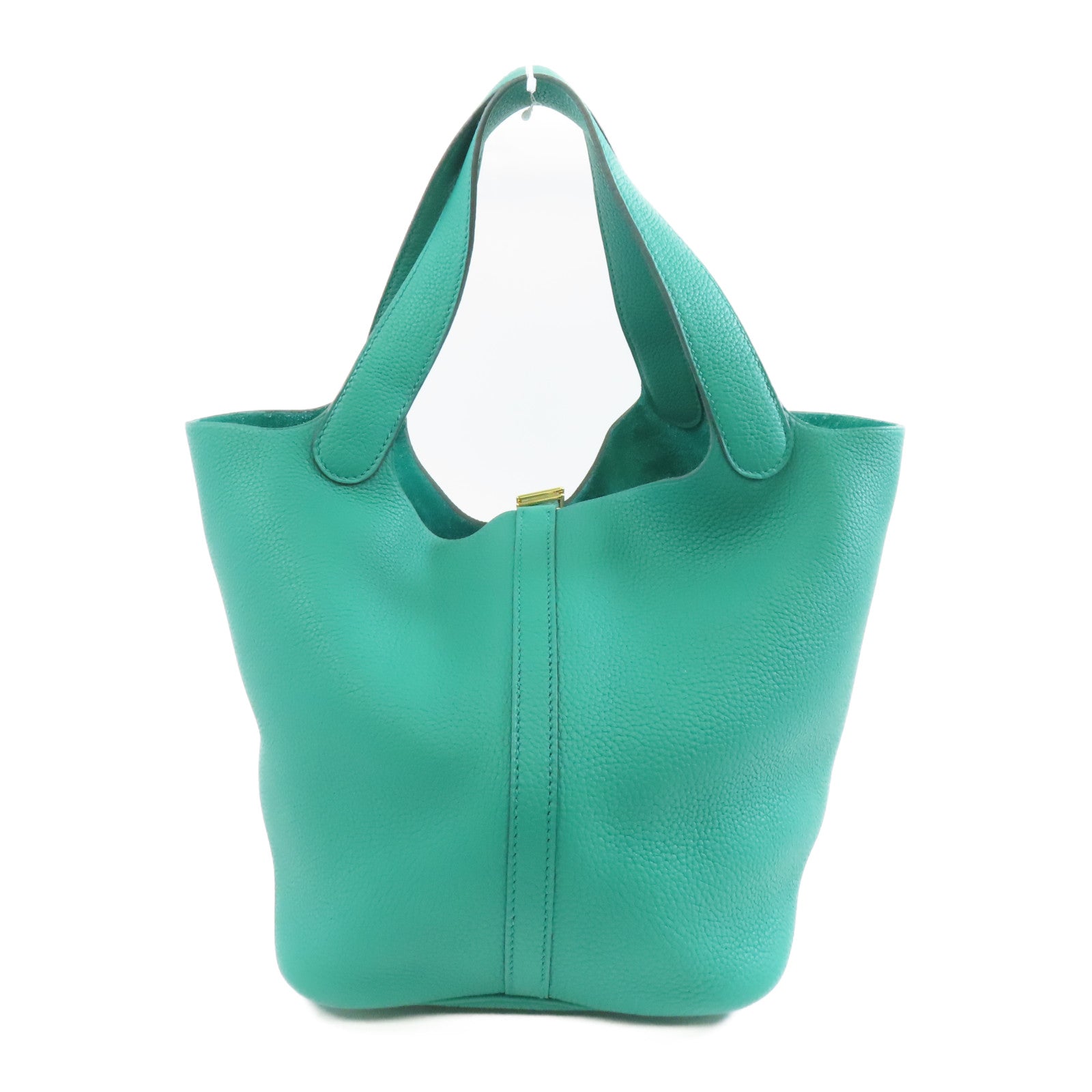 HERMES Clemence皮革Picotin MM金扣手挽袋Vert jade/綠色