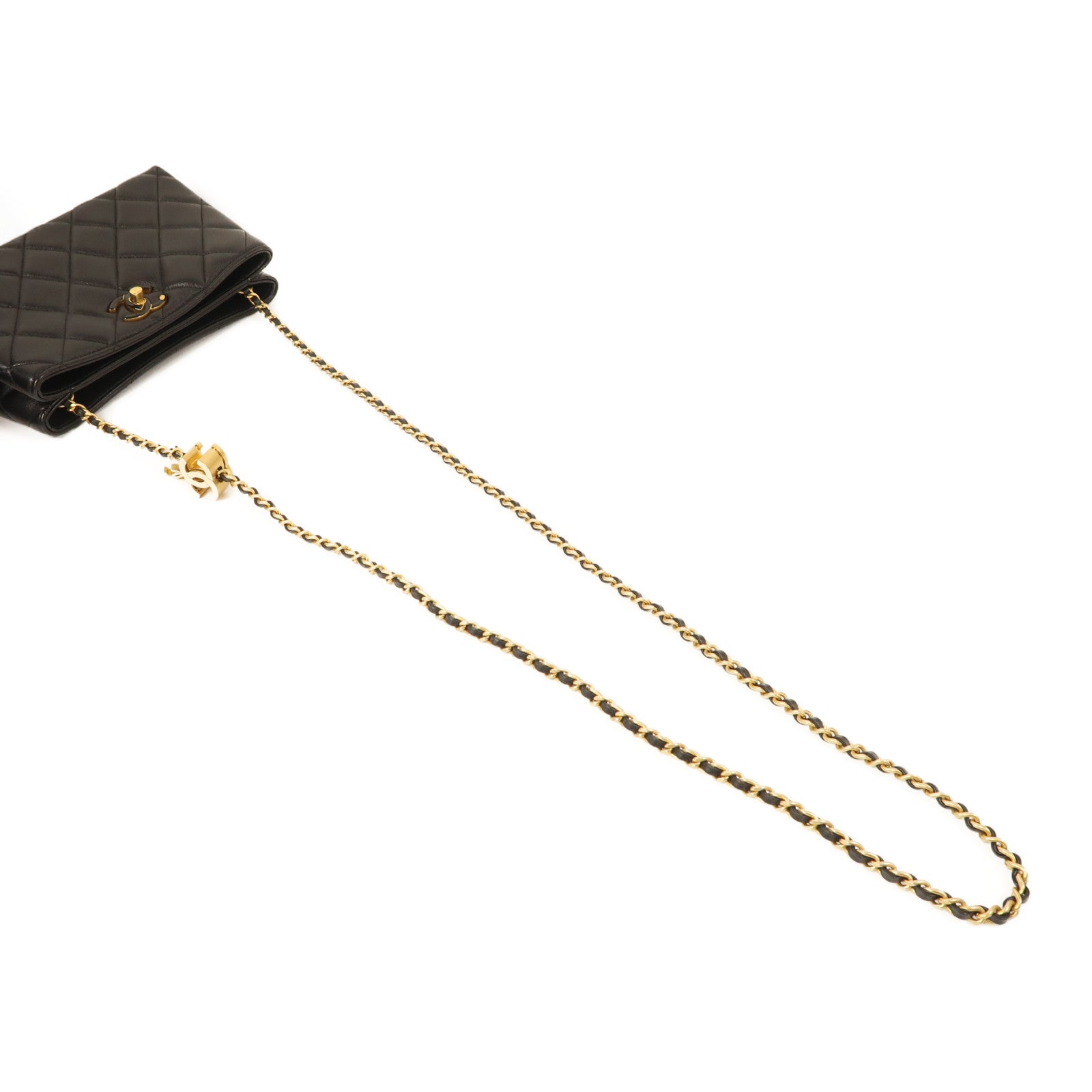 CHANEL 羊皮皮革Chain Shoulder金扣鏈帶肩背袋