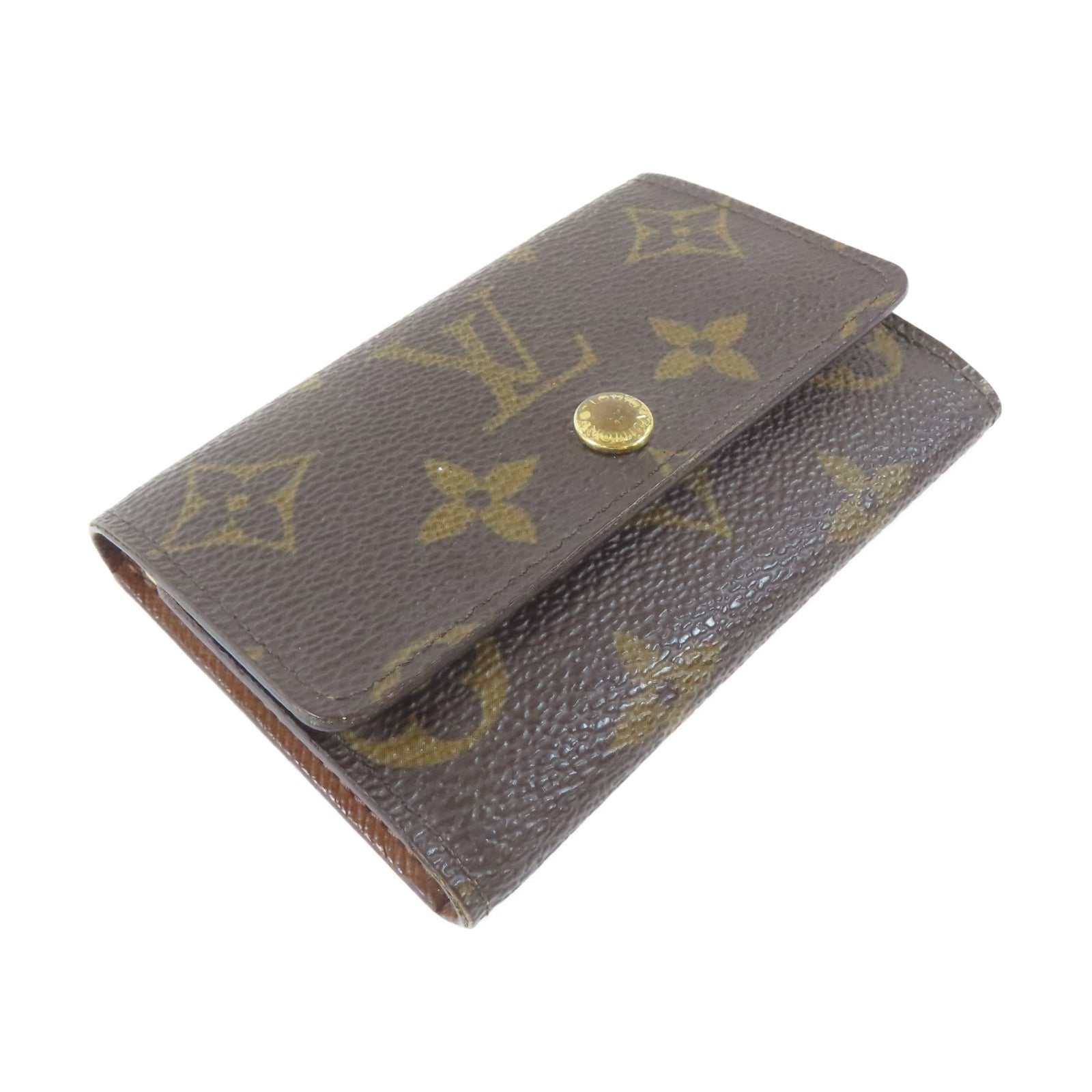 LOUIS VUITTON Monogram Key Case金扣鎖匙包啡色