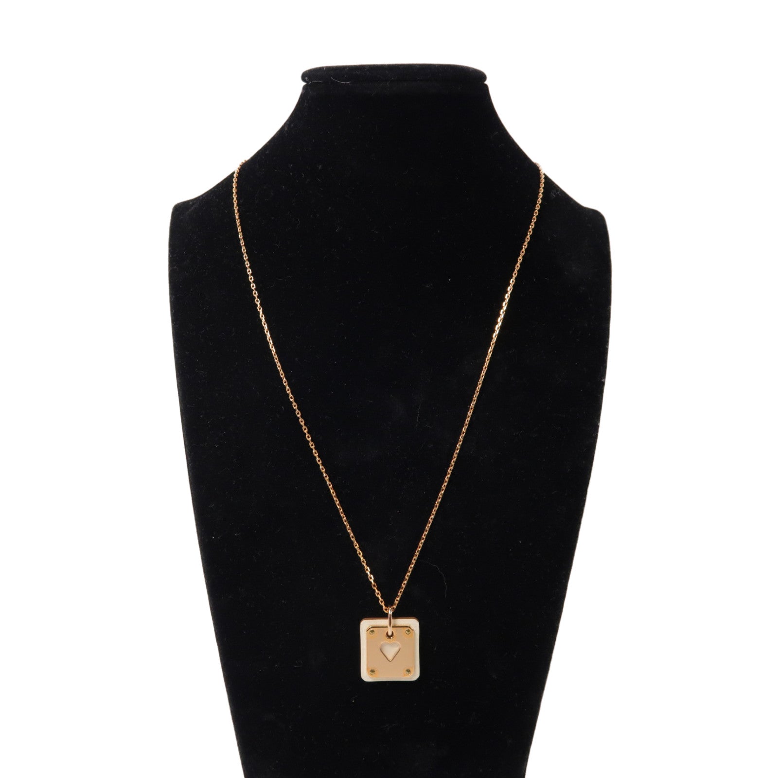 HERMES 金屬Pendant As De Coeur項鏈白色/啡色