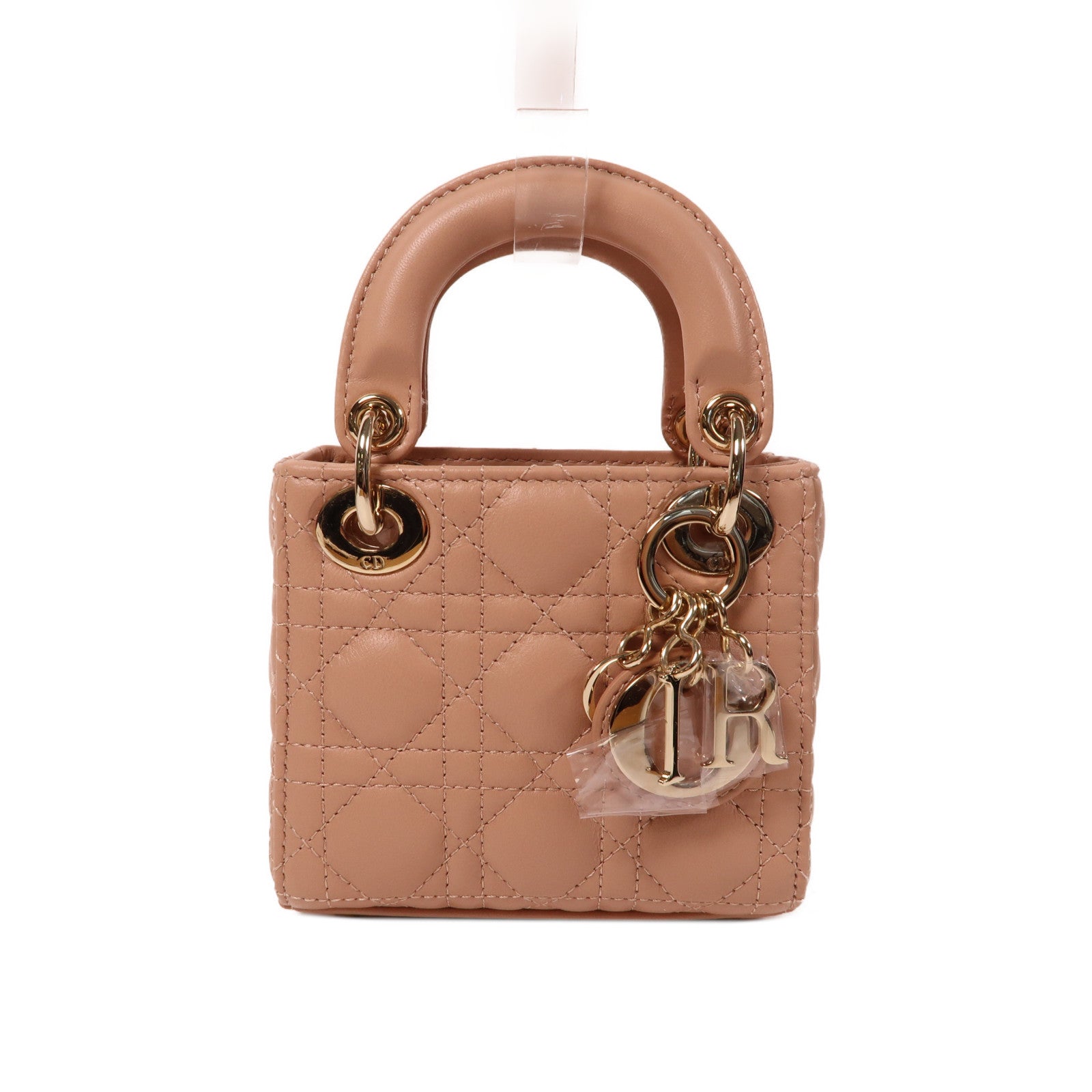 Dior 羊皮皮革Lady Dior Micro Bag金扣手拿包玫瑰色