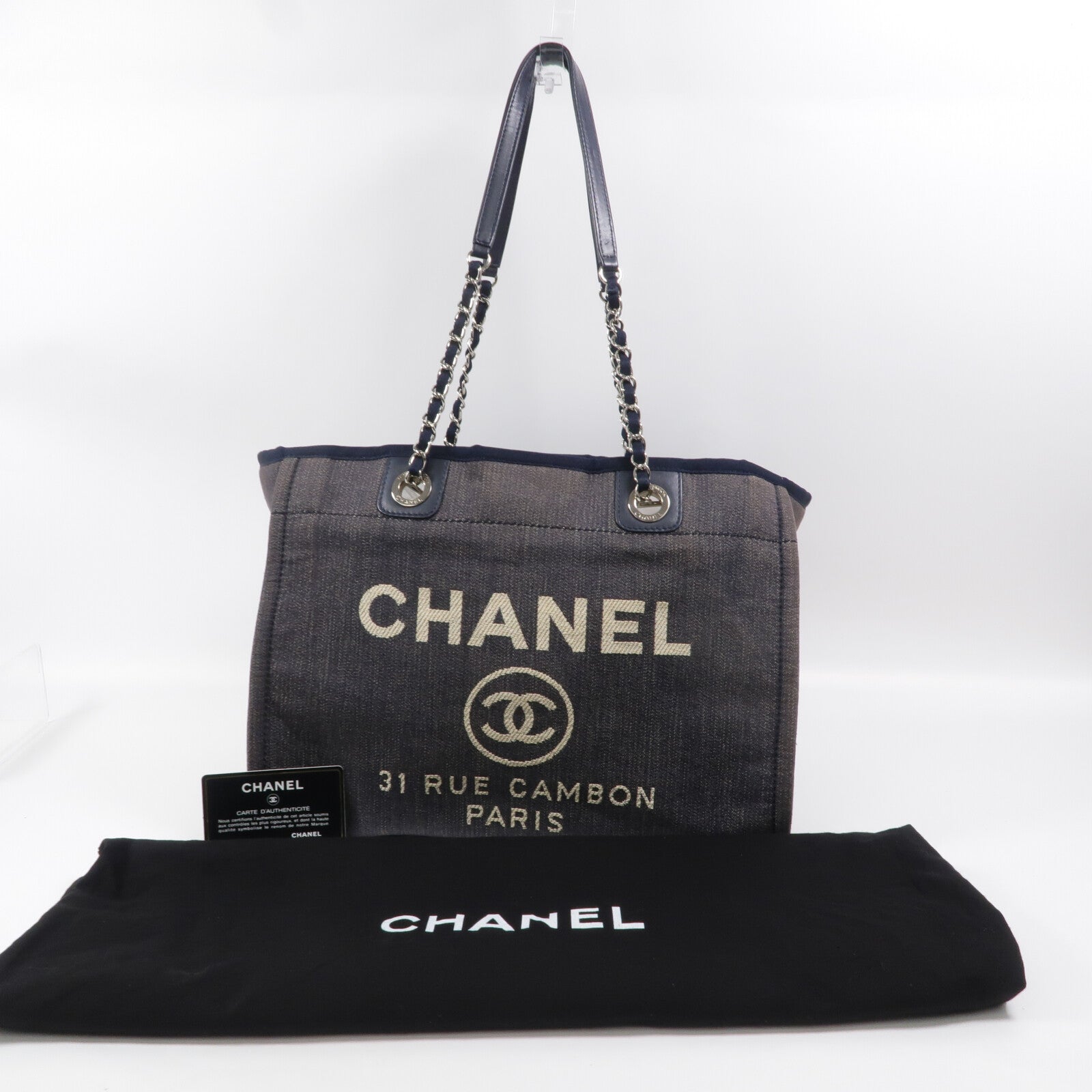 CHANEL 牛仔布Deauville Tote肩背袋