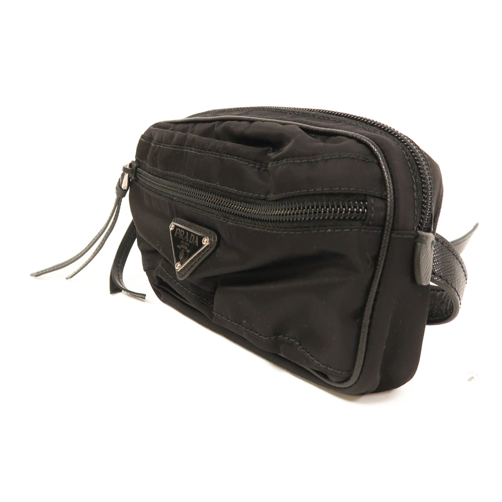 PRADA 尼龍Waist Bag銀扣腰包黑色