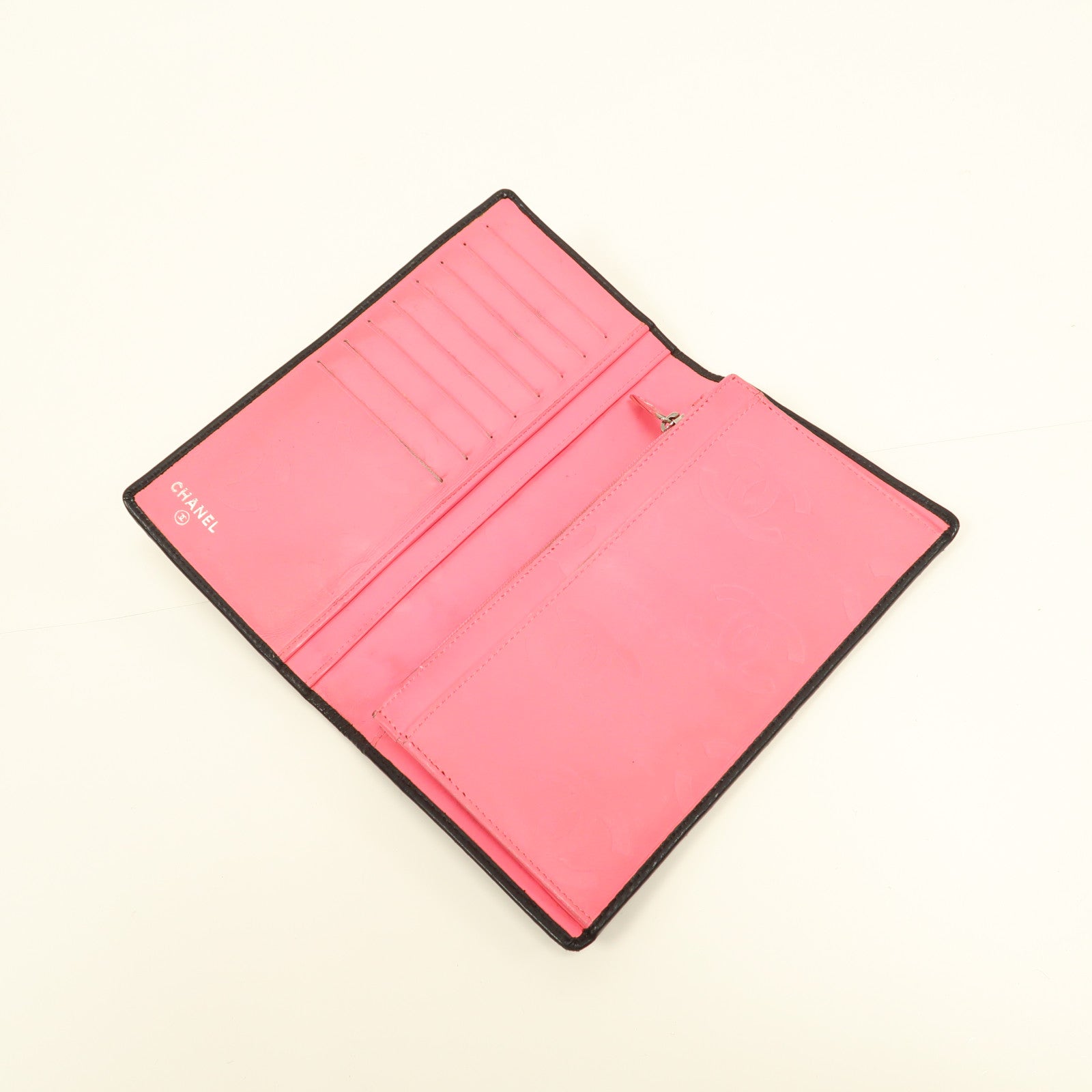CHANEL 【激減優惠】菱格牛皮皮革Cambon Long Wallet銀扣長錢包黑色