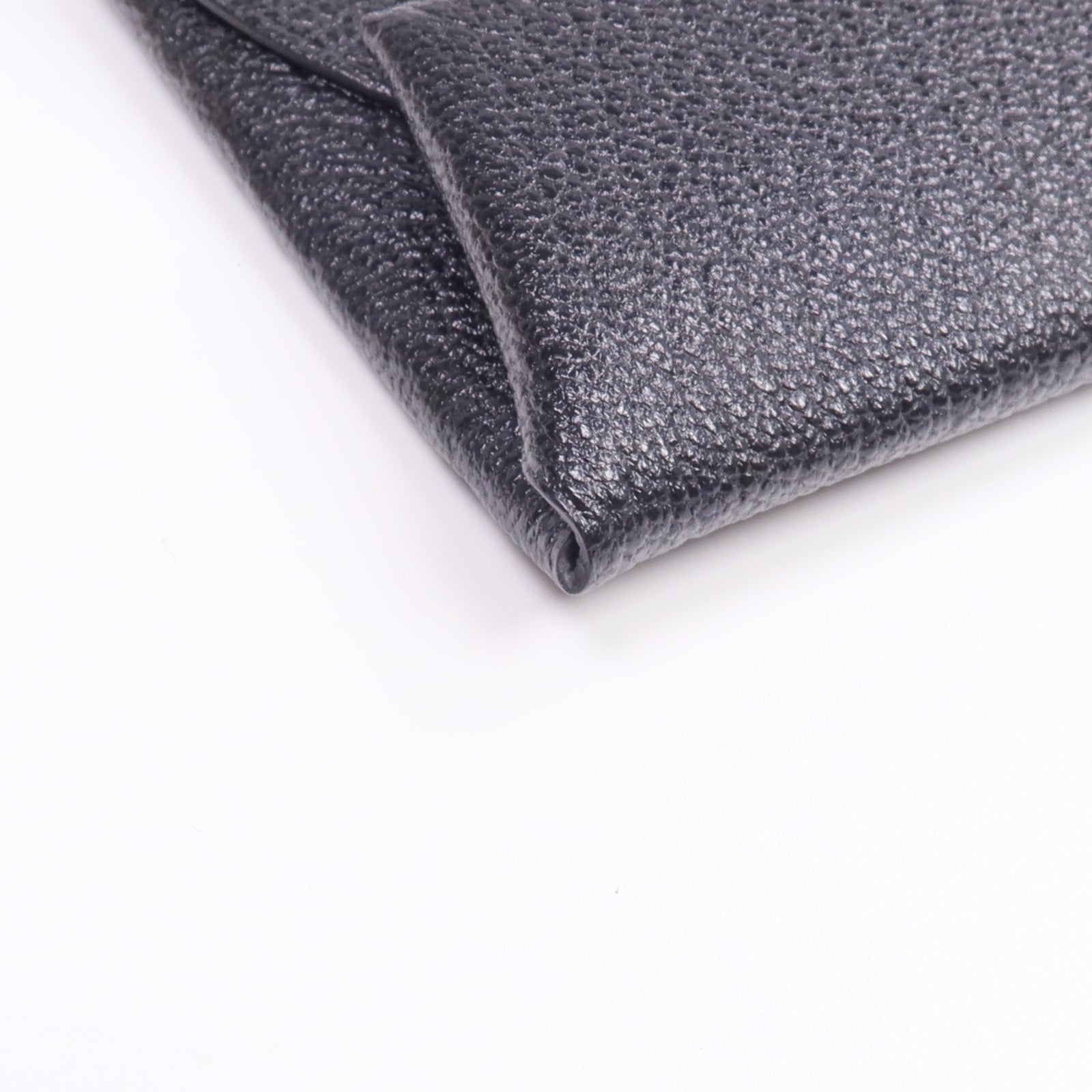 HERMES Chevre皮革Bastia零錢包Noir