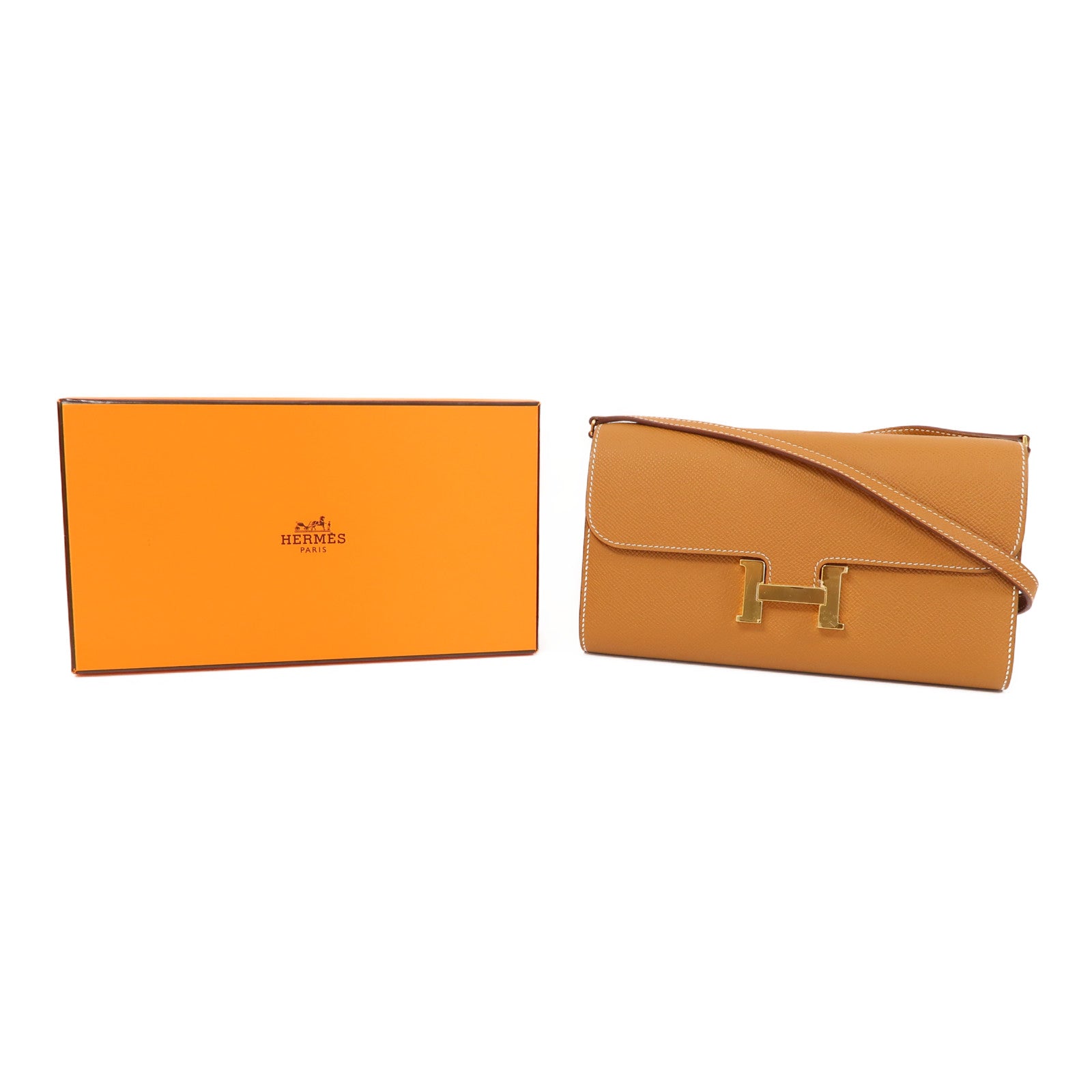 HERMES Epsom皮革Constance To Go金扣肩背袋金色