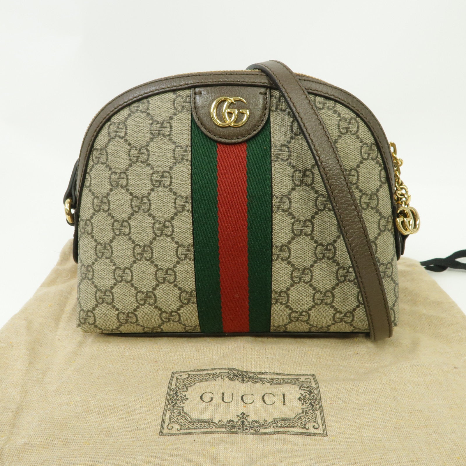 GUCCI 塗層帆布Ophidia GG Small金扣肩背袋啡色