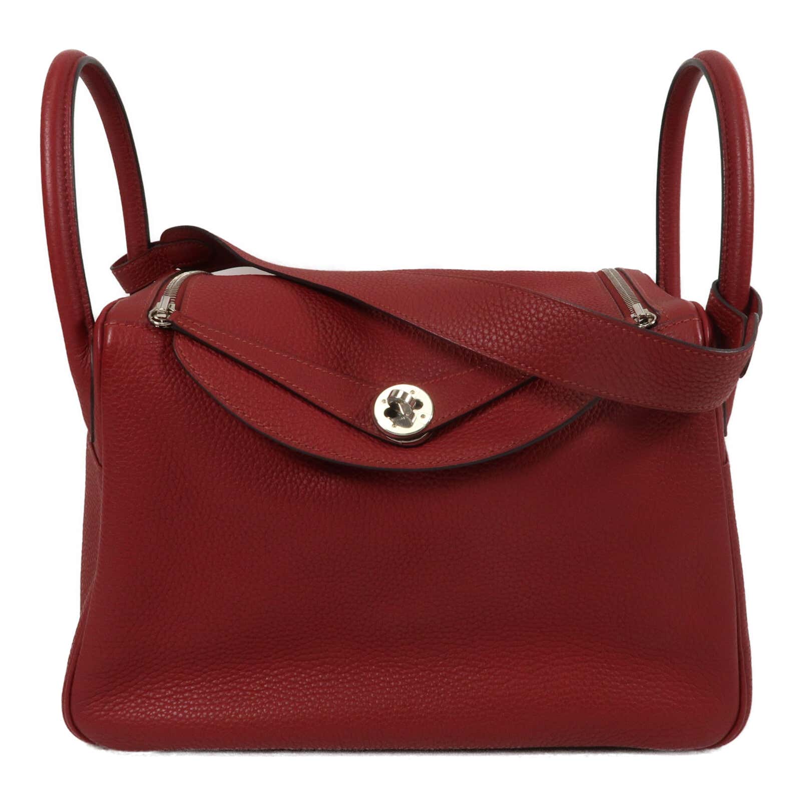 HERMES Clemence皮革Lindy 30手挽肩背兩用袋Rubis