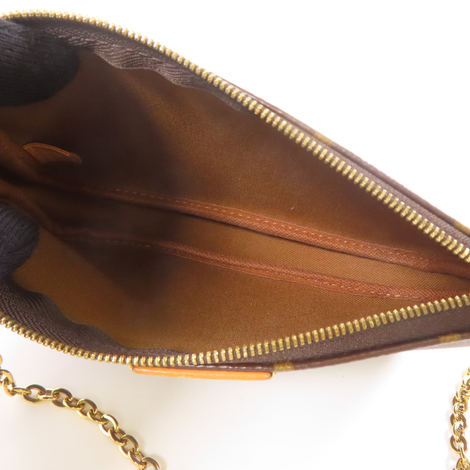 LOUIS VUITTON Monogram Multi Pochette Accessoires金扣肩背袋棕色