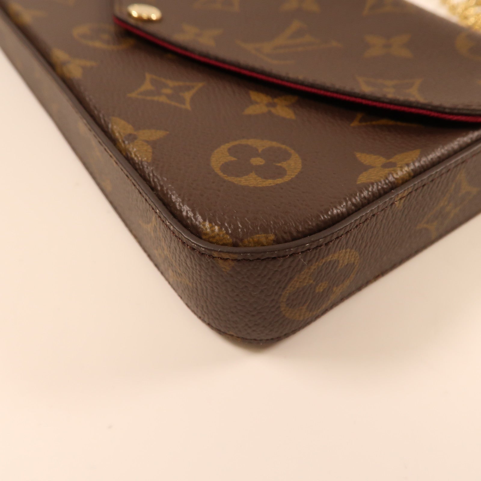 LOUIS VUITTON Monogram Pochette Felicie金扣鏈帶肩背袋啡色