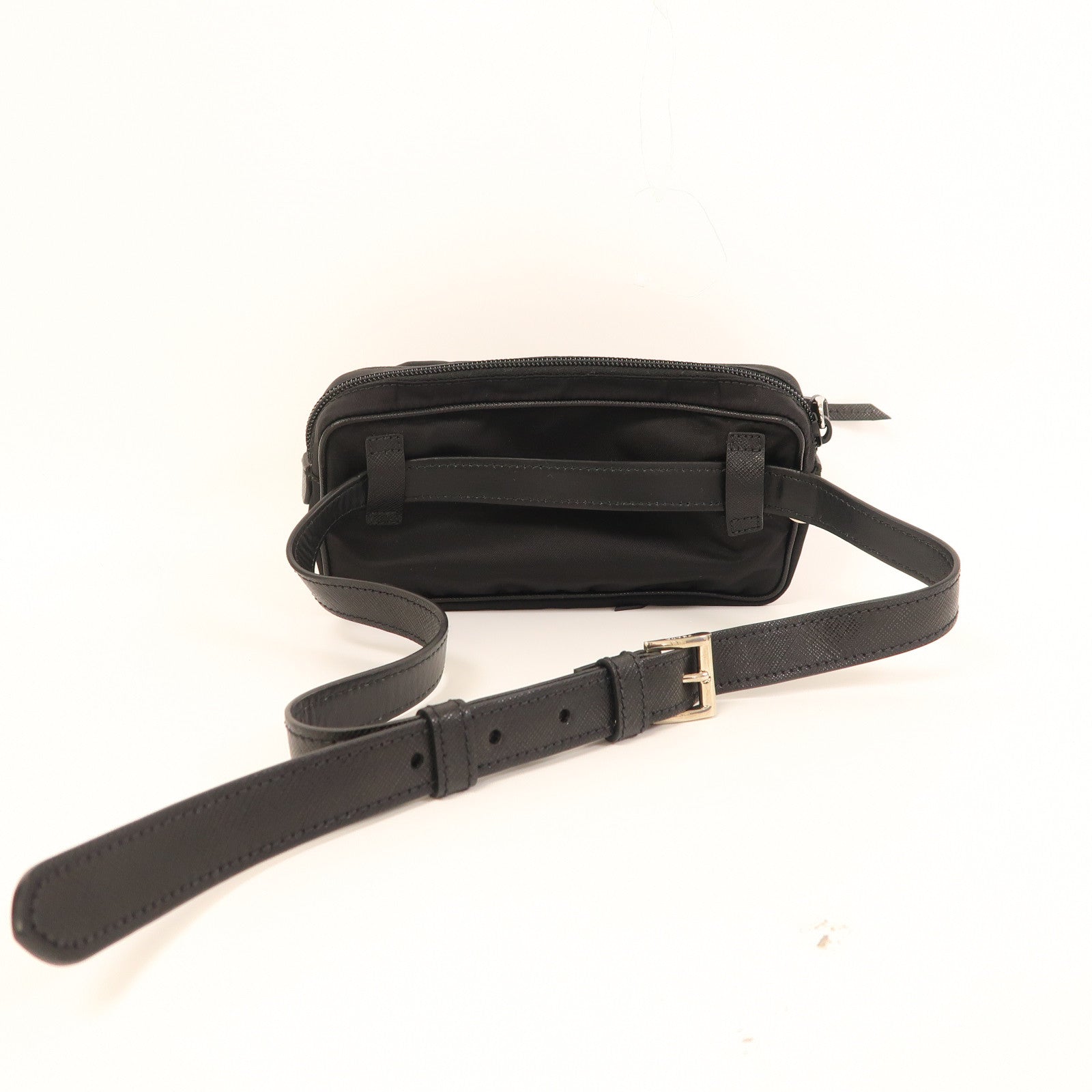 PRADA 尼龍Waist Bag銀扣腰包黑色