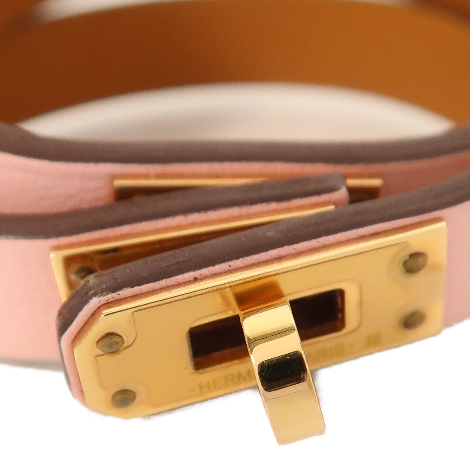 HERMES Swift皮革Mini Kelly Double Tour手鐲Rose Sakura