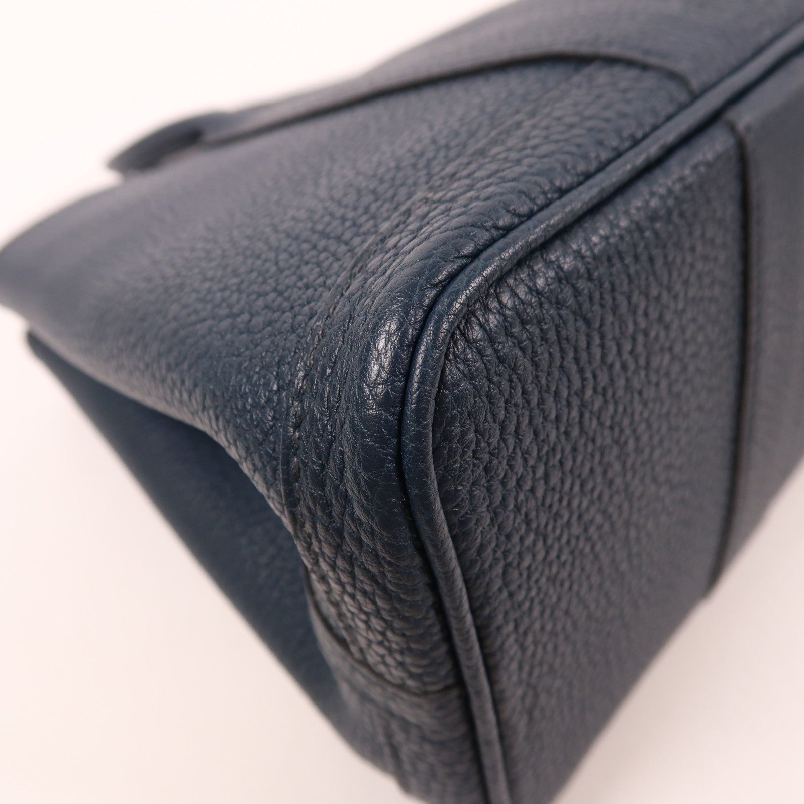 HERMES Negonda皮革Garden Party TPM銀扣手挽袋Bleu De Prusse