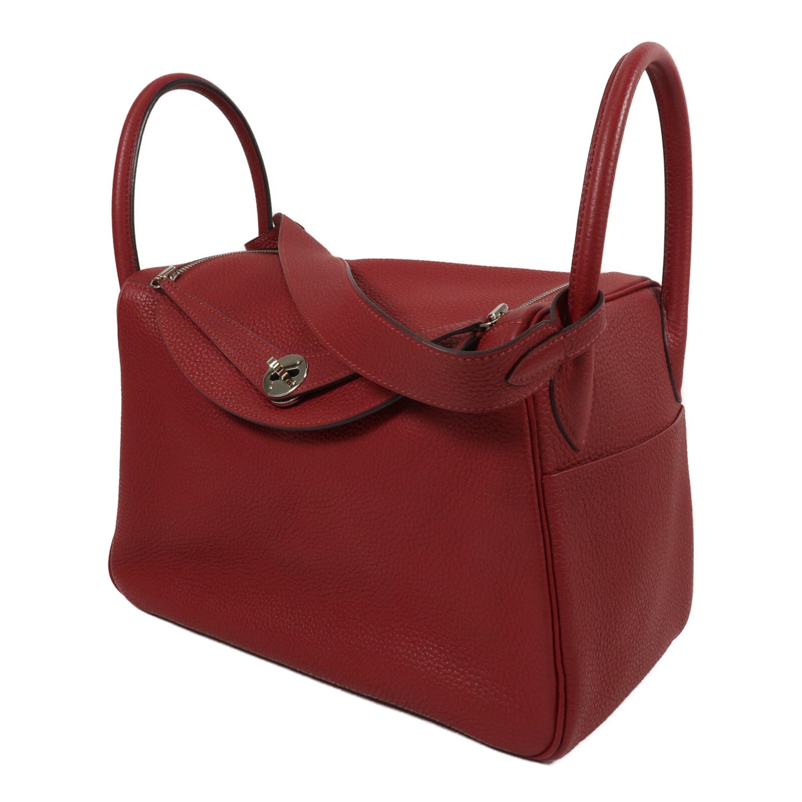 HERMES Clemence皮革Lindy 30手挽肩背兩用袋Rubis