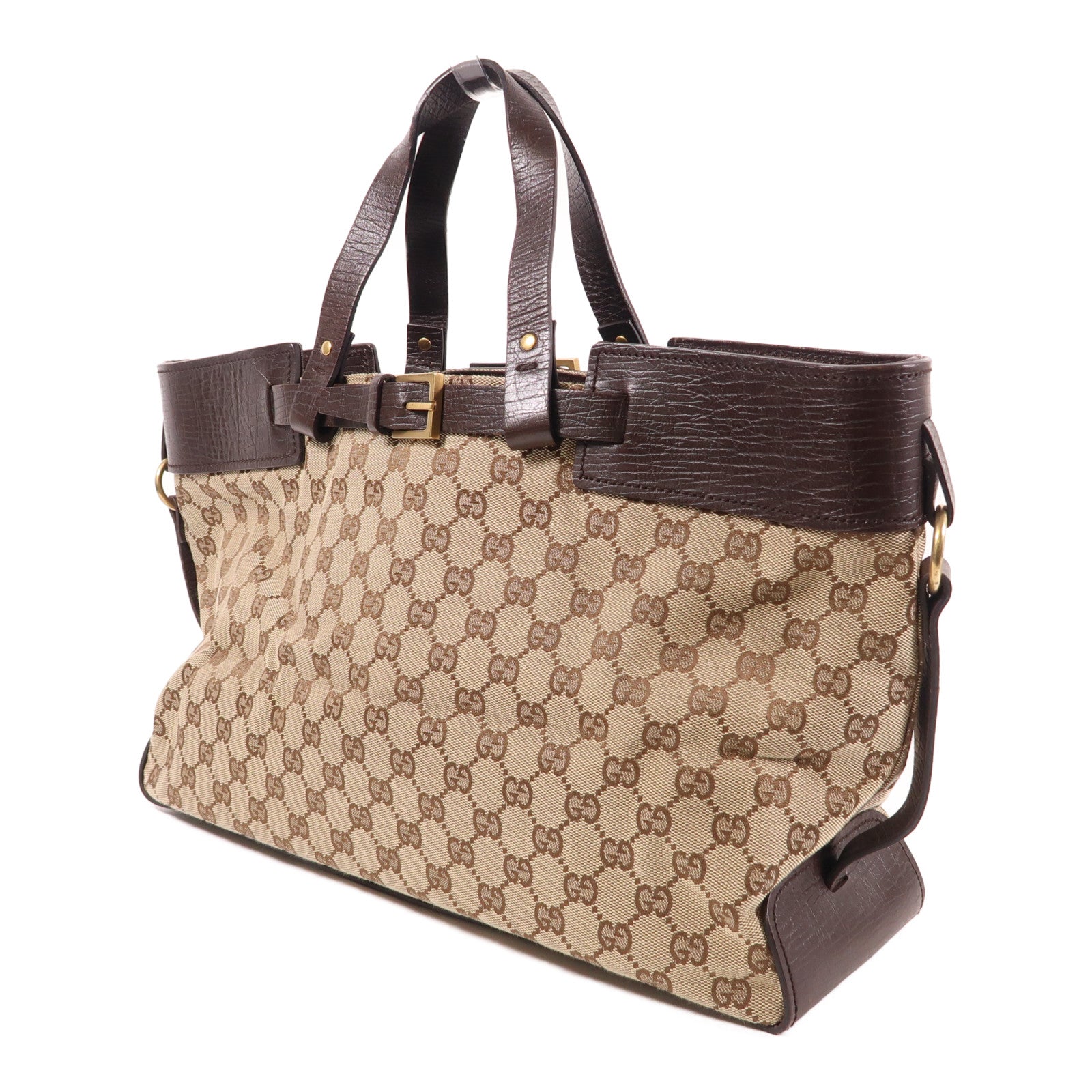 GUCCI 【激減優惠】帆布/皮革Hand Bag金扣手挽袋