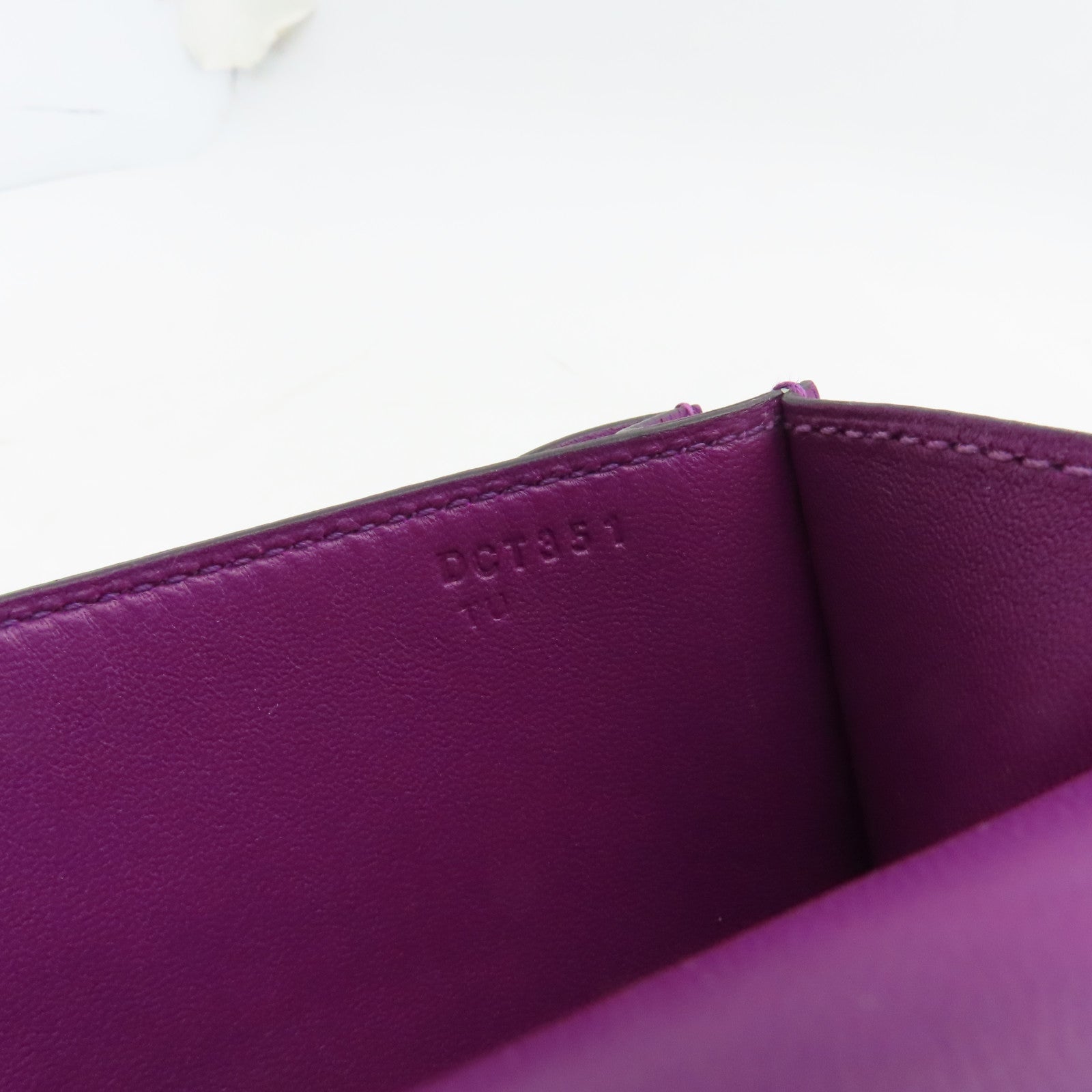 HERMES Evercolour Leather Constance Mini Silver Buckle Shoulder Bag Anemone Purple