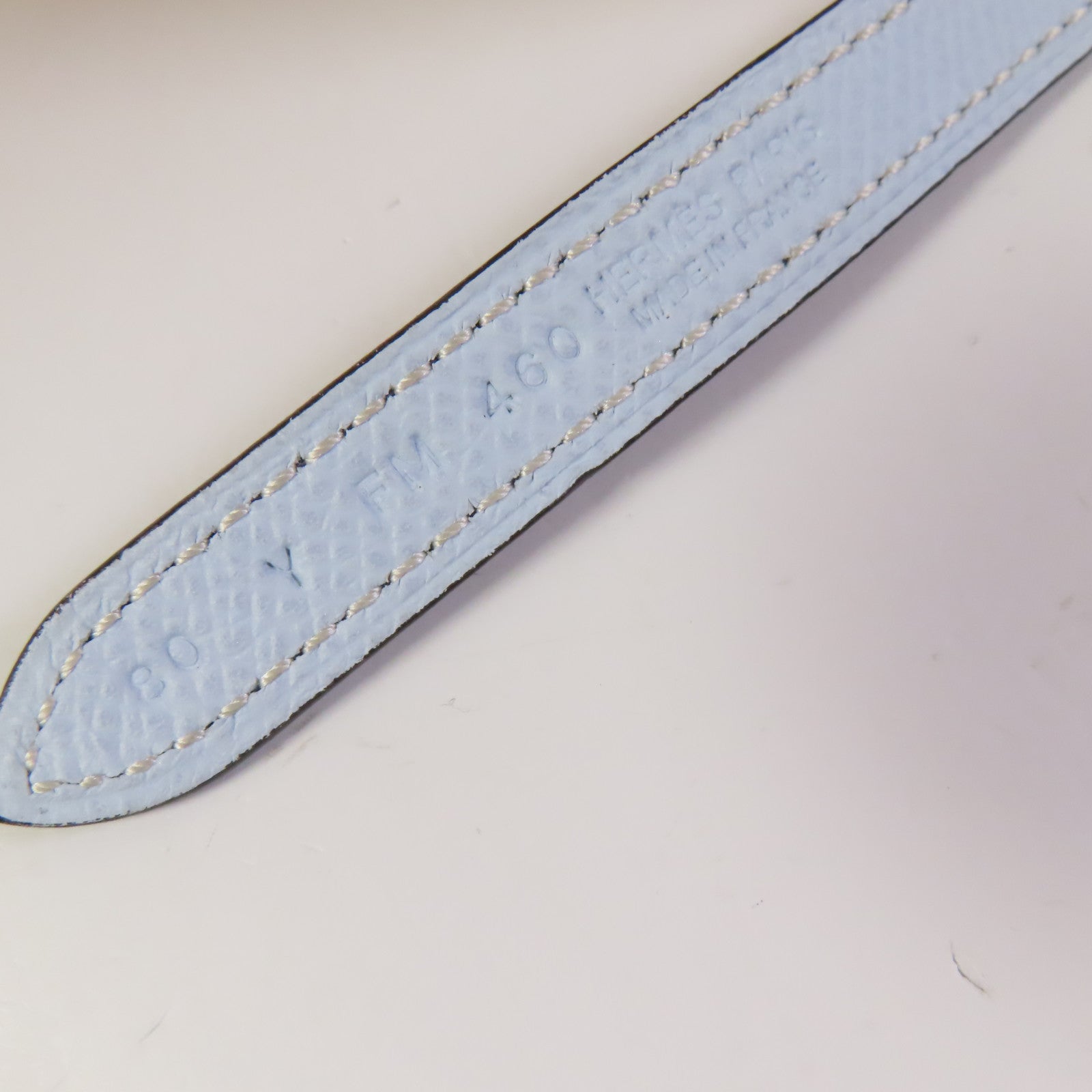 HERMES PHW Gamma Buckle Reversible 80cm Belt Epsom Leather Blue Brume