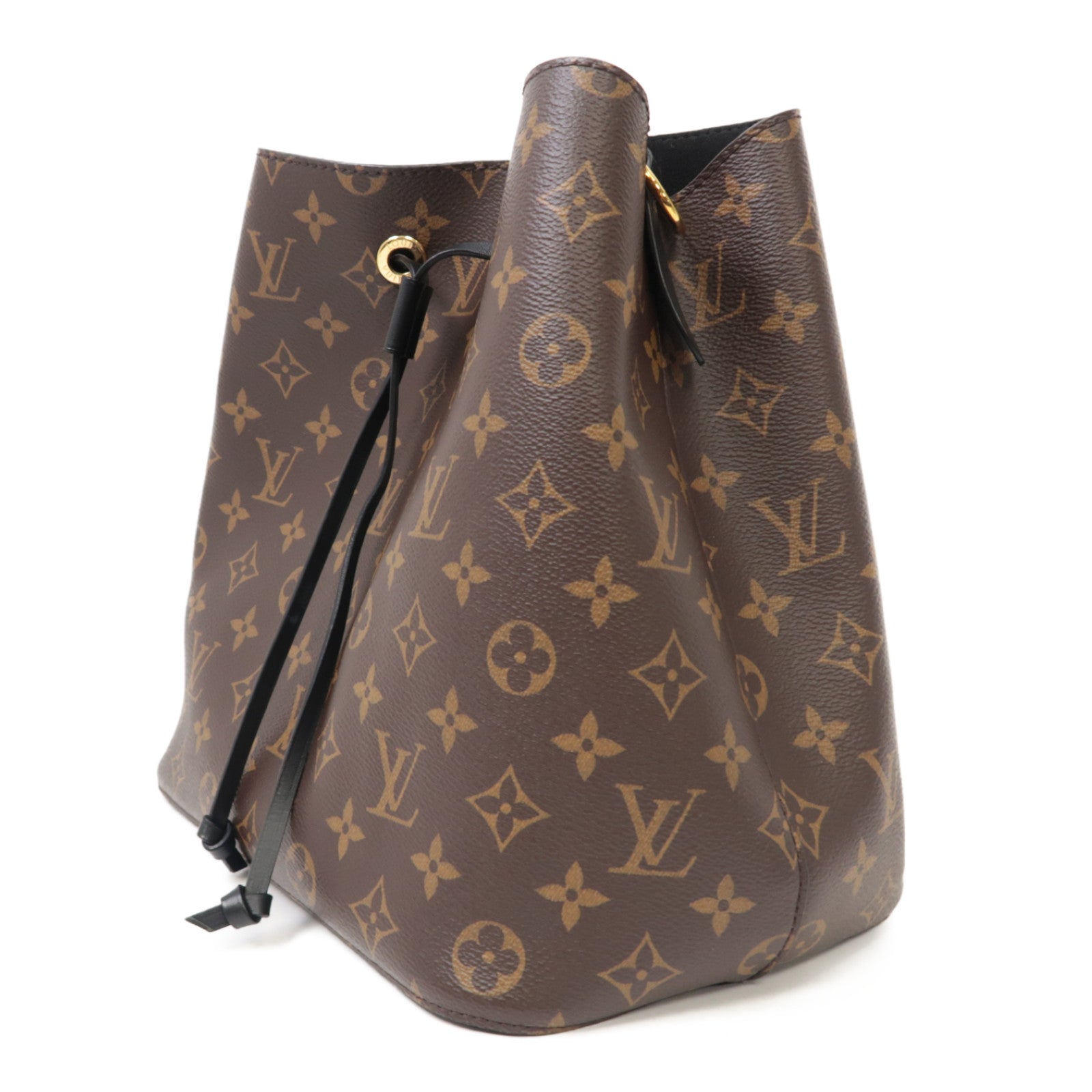 LOUIS VUITTON Monogram Neo Noe MM金扣肩背袋啡色/黑色