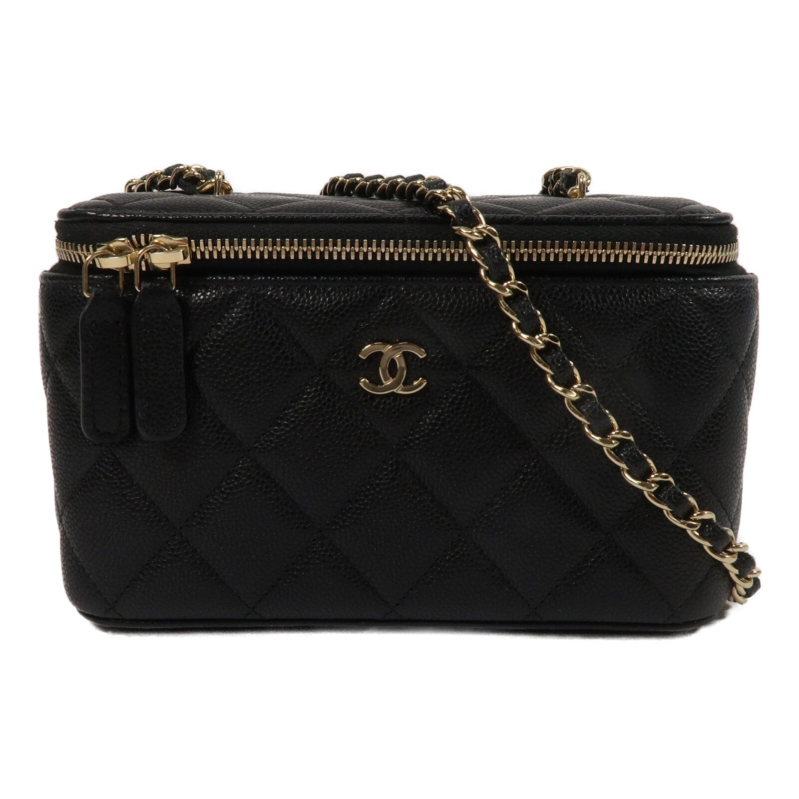 CHANEL 牛皮皮革Vantiy Case鏈帶肩背袋