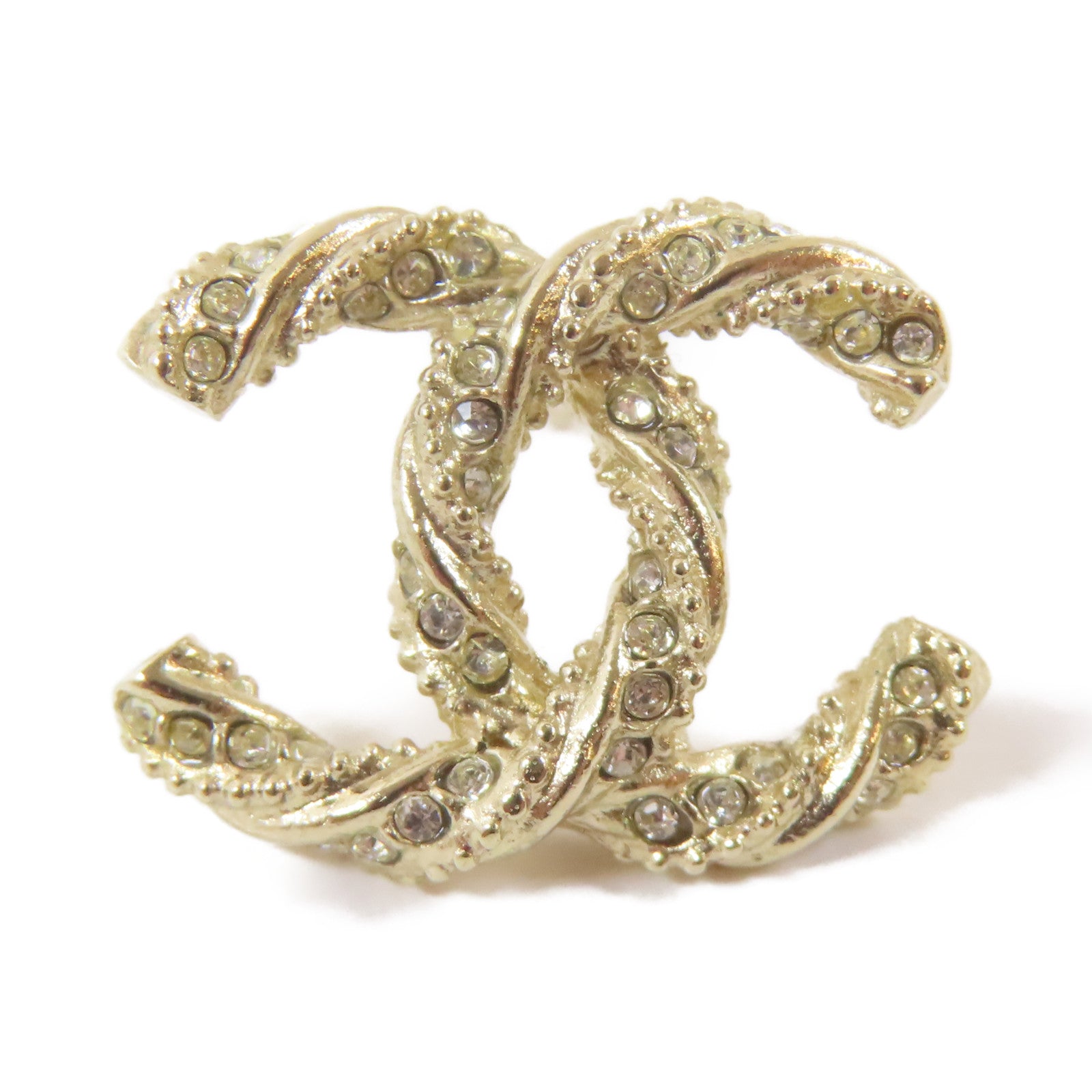 CHANEL 金屬/水晶Pierced Earrings耳環金色